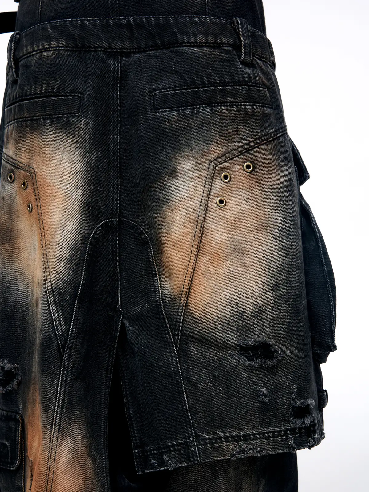 Personsoul Armor Faux Skirt Mud Dye Cargo Pants(limited)