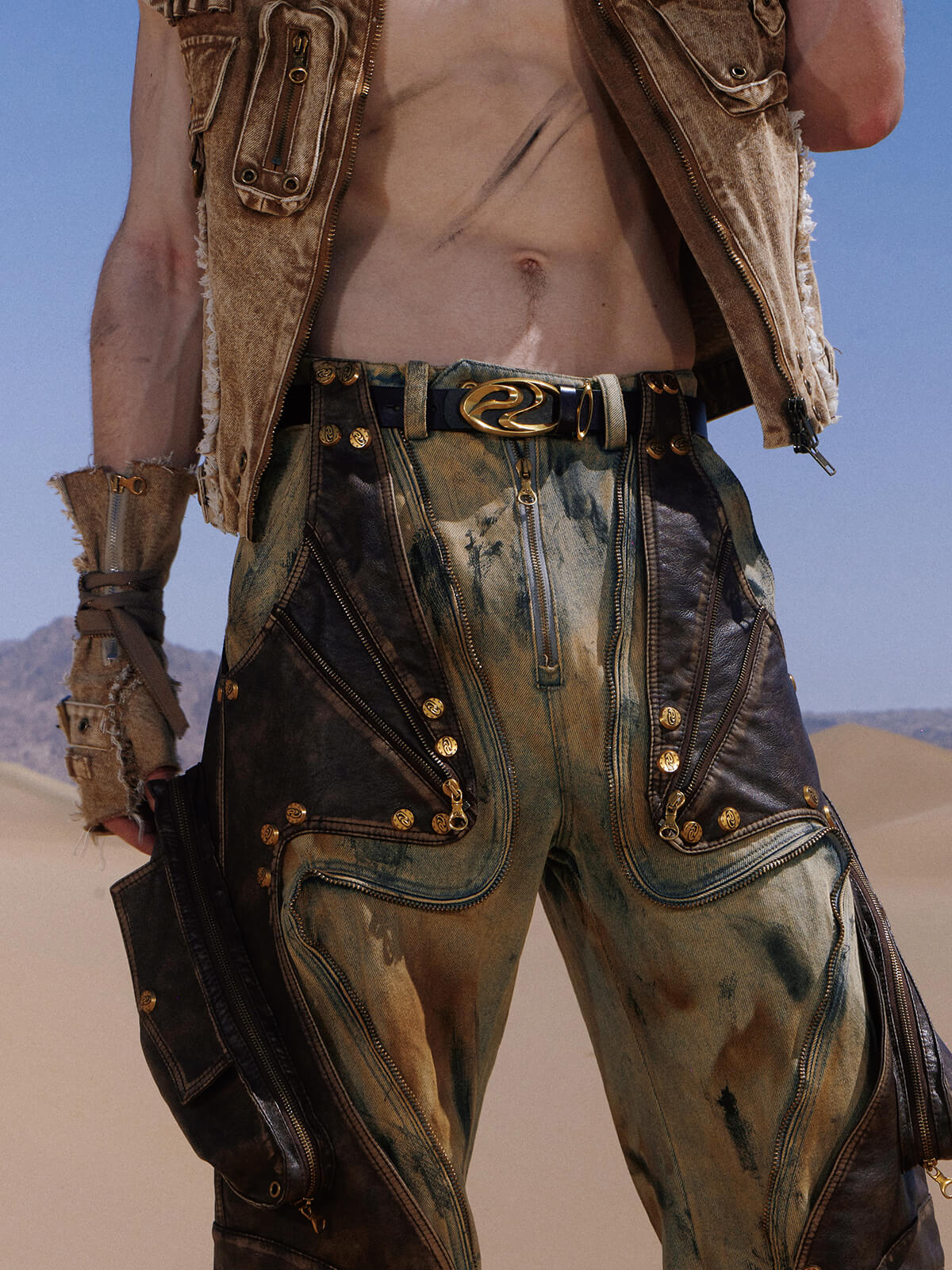 Personsoul Logo Silver-Plated Leather Belt