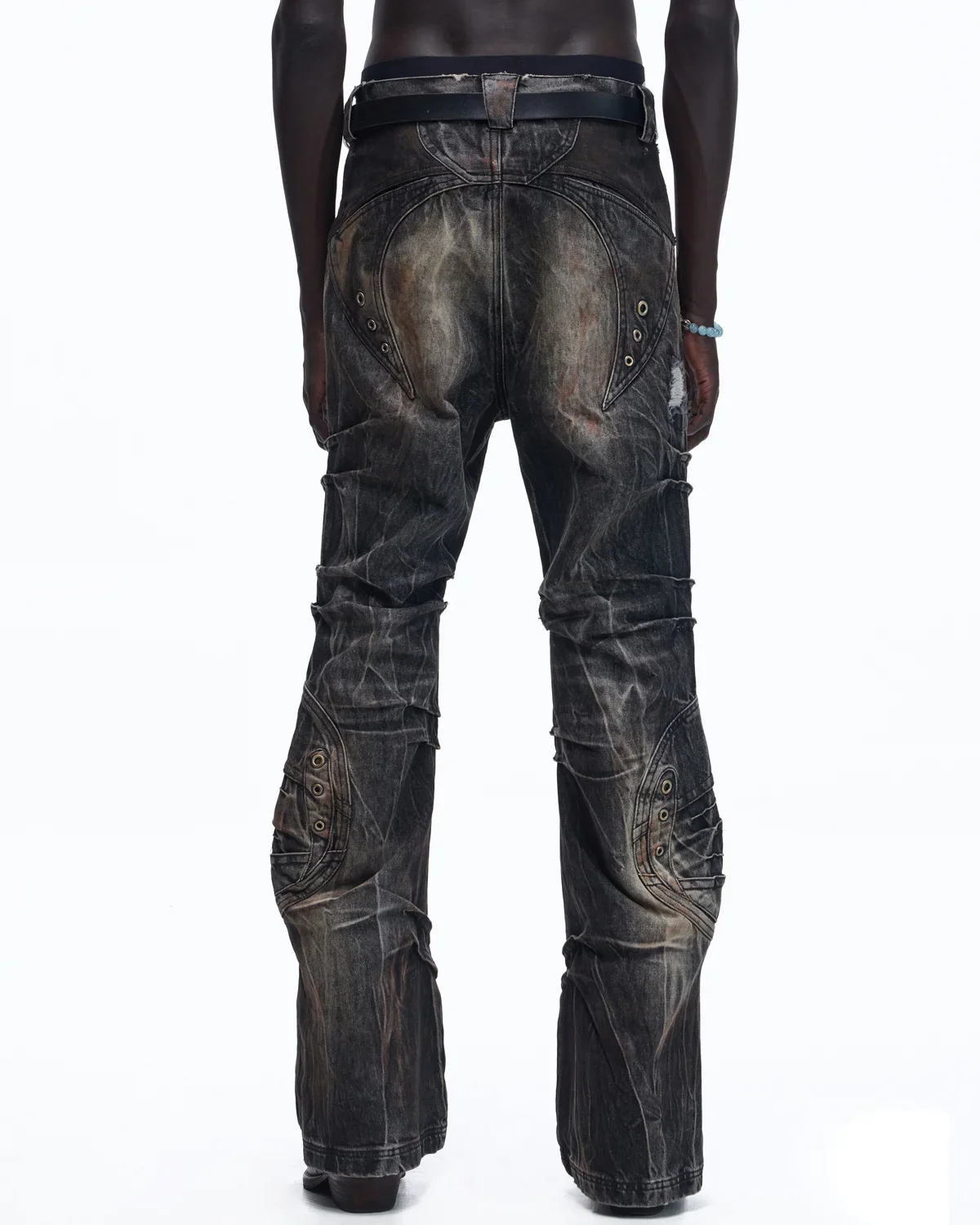 Personsoul Snake-Pattern Totem Slim-Fit Jeans