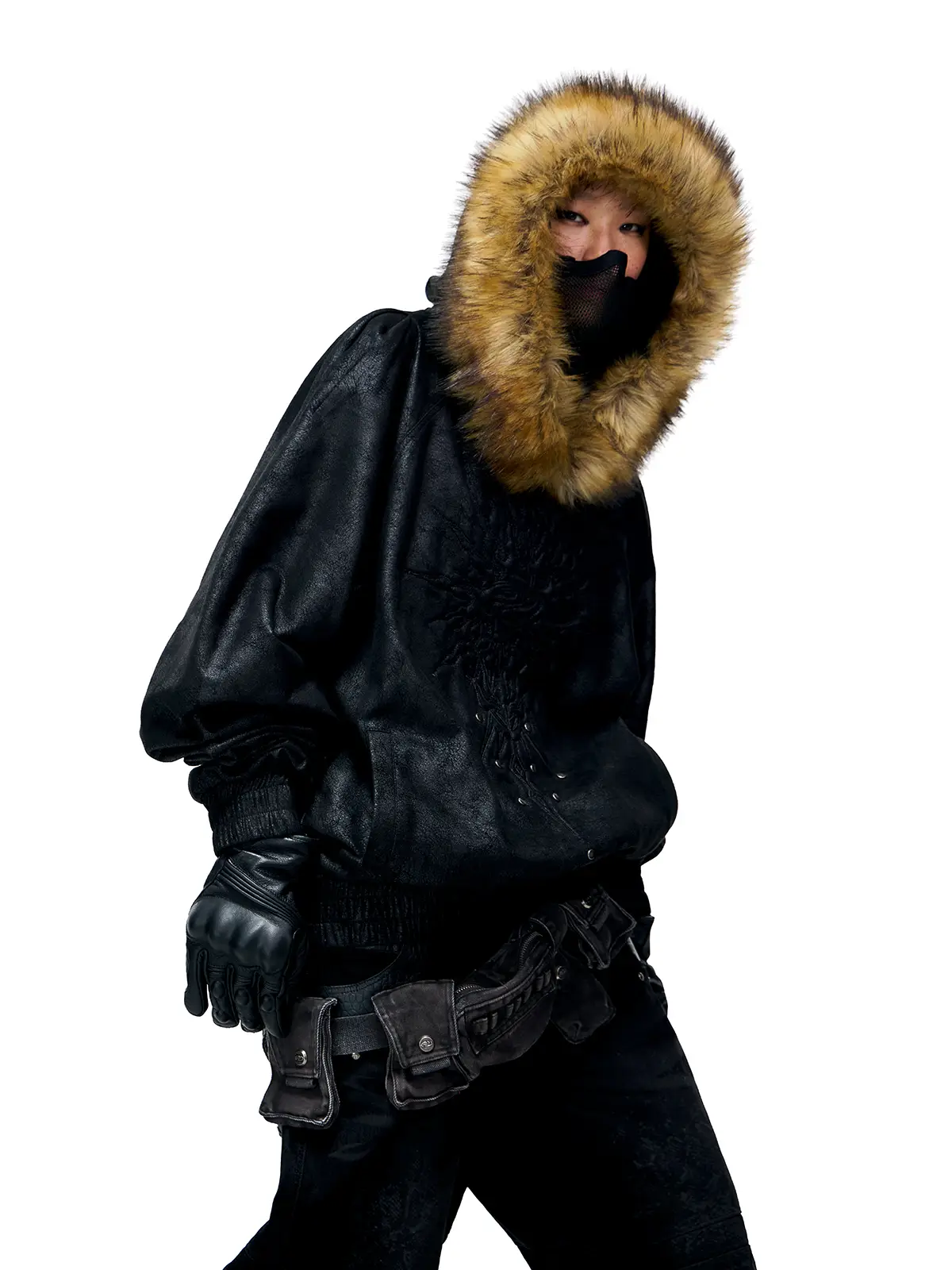 Personsoul Sun Totem Fur Collar Hoodie