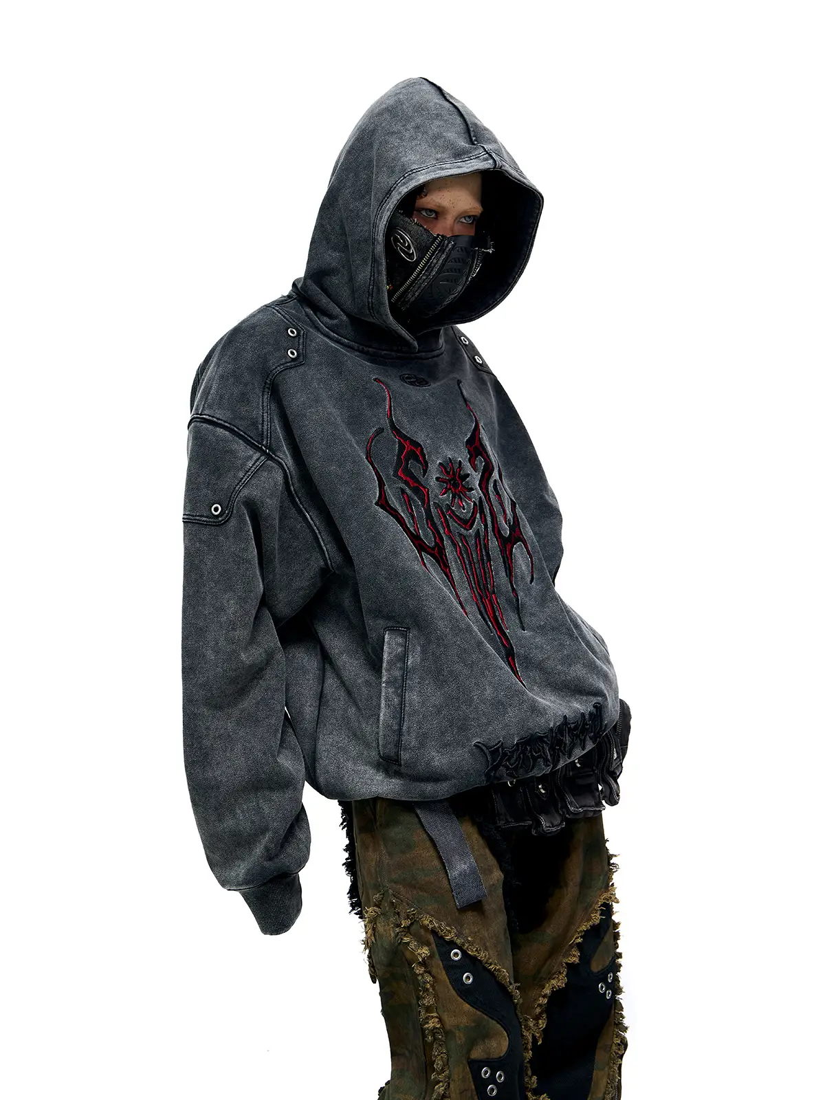 Personsoul Totem Embroidered Washed Hoodie