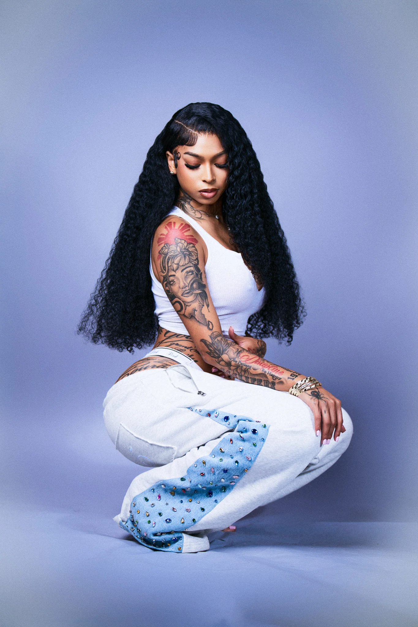 HEATHER DENIM SWEATS