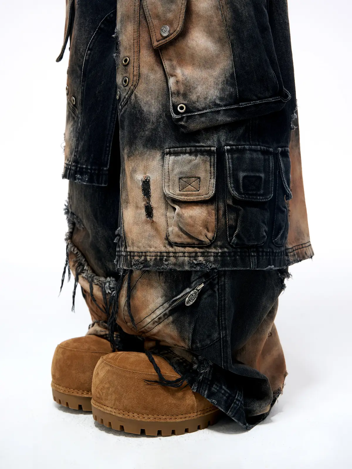 Personsoul Armor Faux Skirt Mud Dye Cargo Pants(limited)