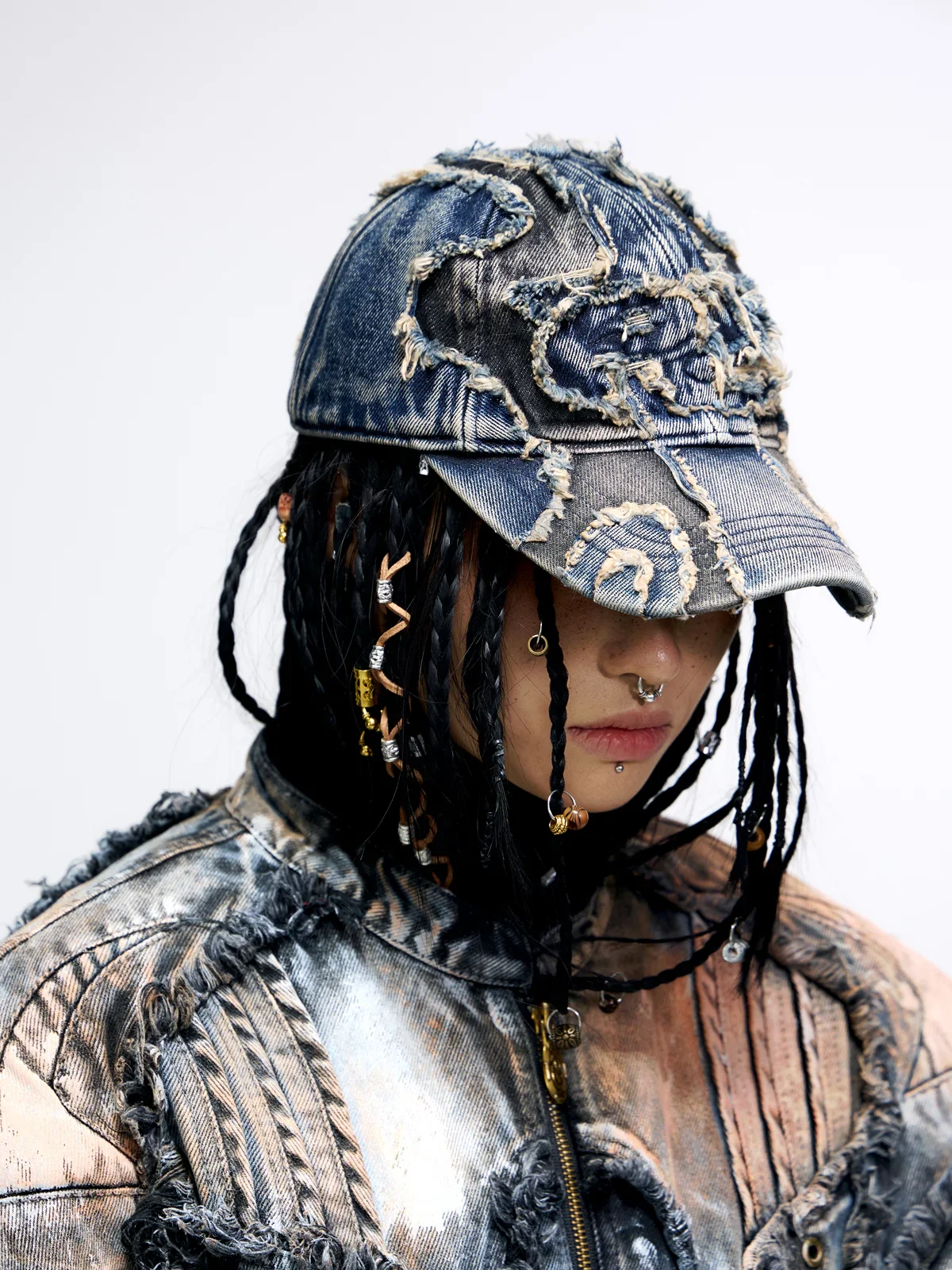 Personsoul Distressed Denim Baseball Cap(limited)