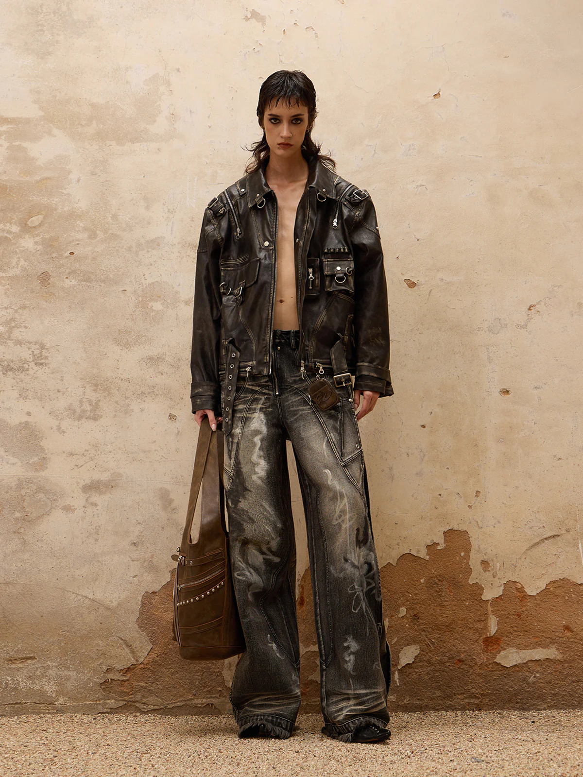 Personsoul Vintage Brush Leather Jacket