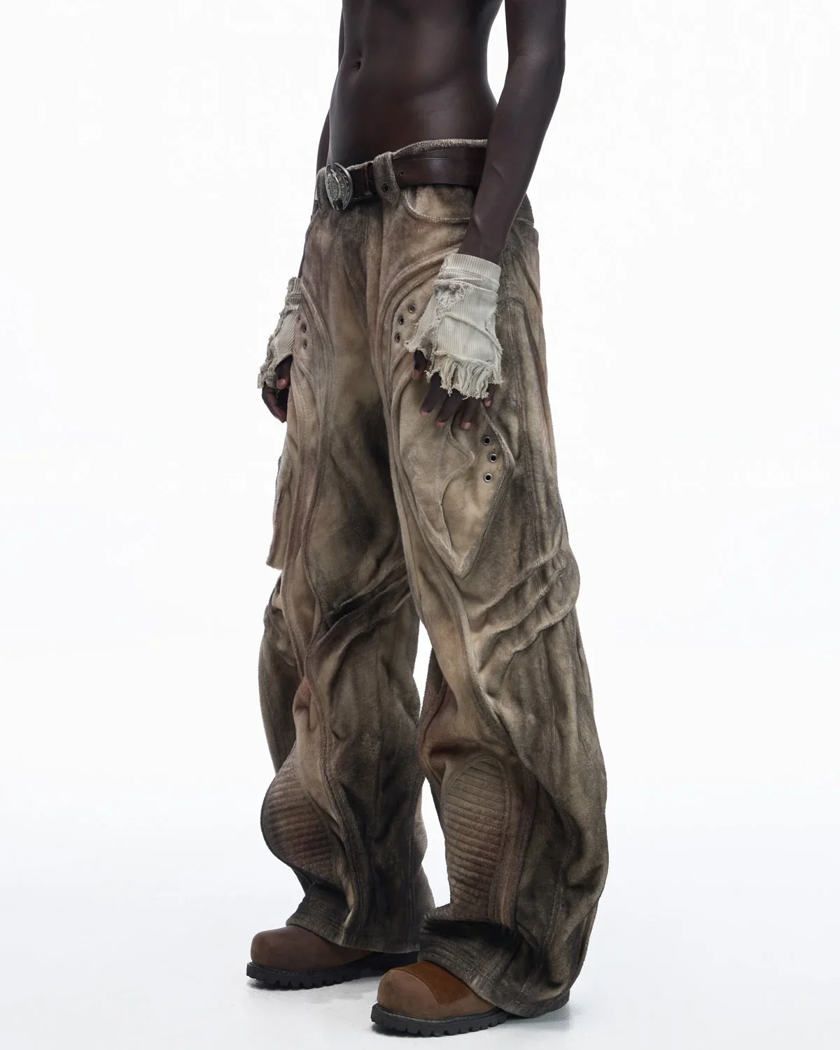 Personsoul Brushed Aged Curved Denim Jeans