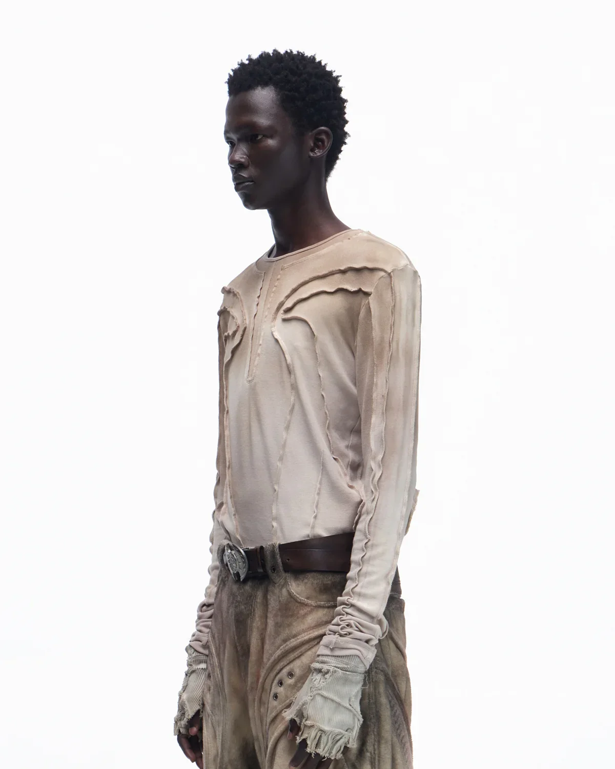 Personsoul Contrast Stitch Long Sleeve Top