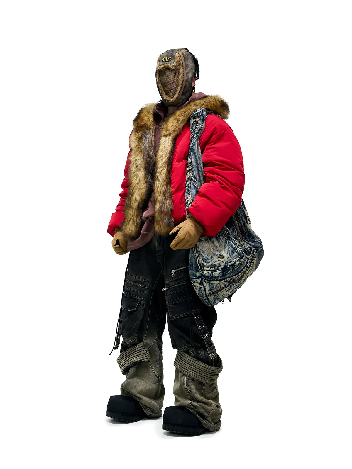 Personsoul Embroidery Fur Collar Down Jacket