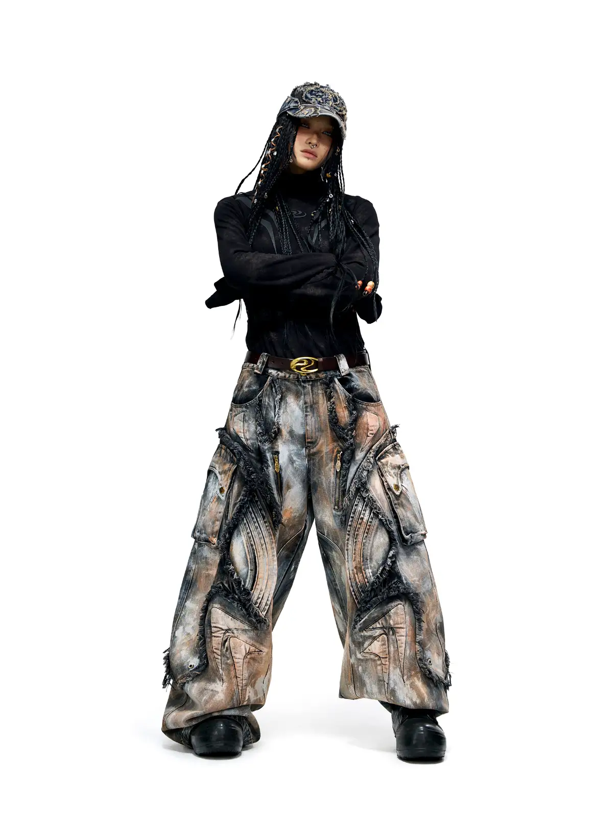 Personsoul Dark Spine Pattern Slim Fit Shirt