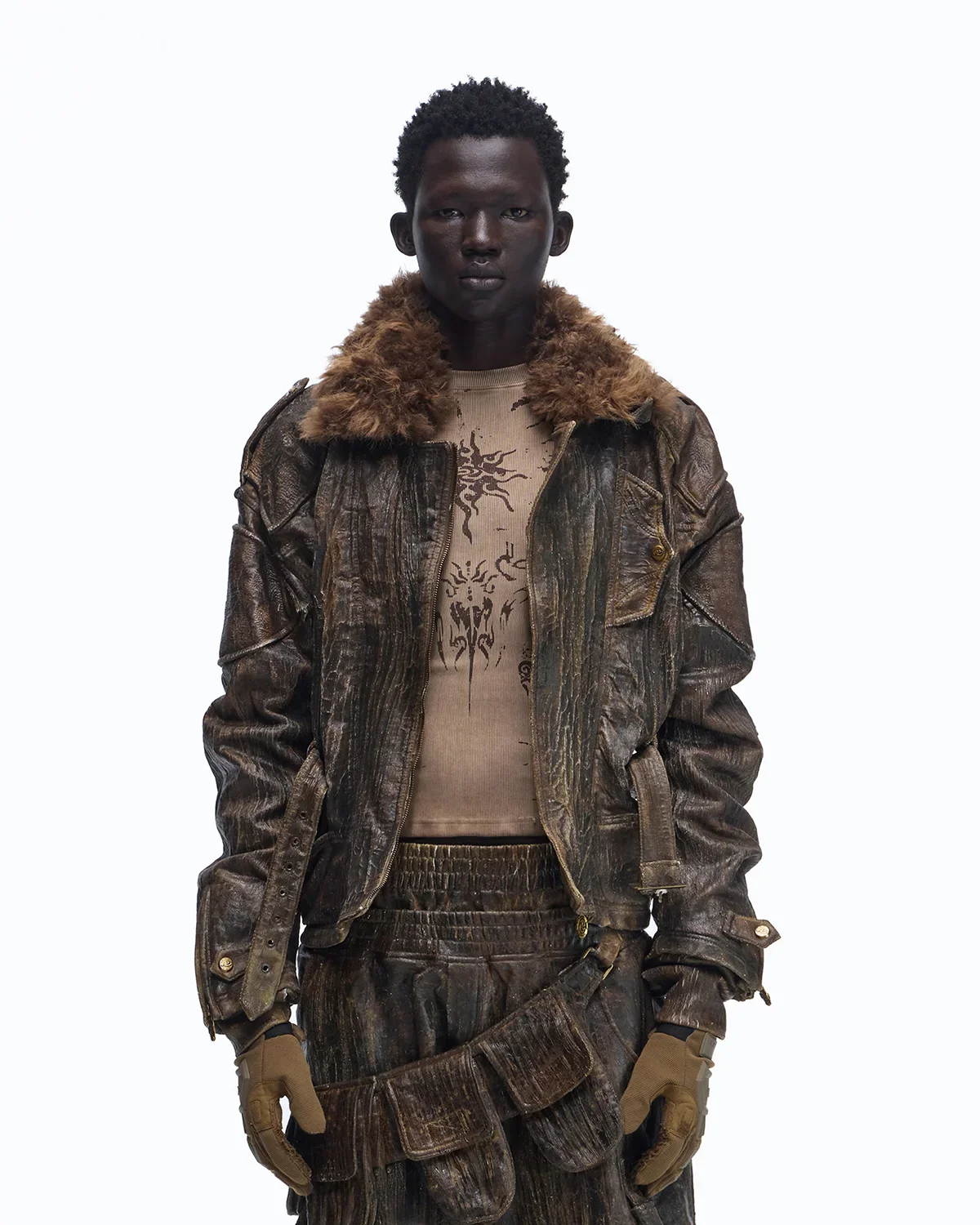 Personsoul Waxed Vintage Detachable Fur Collar Jacket(Limited  100 pieces)