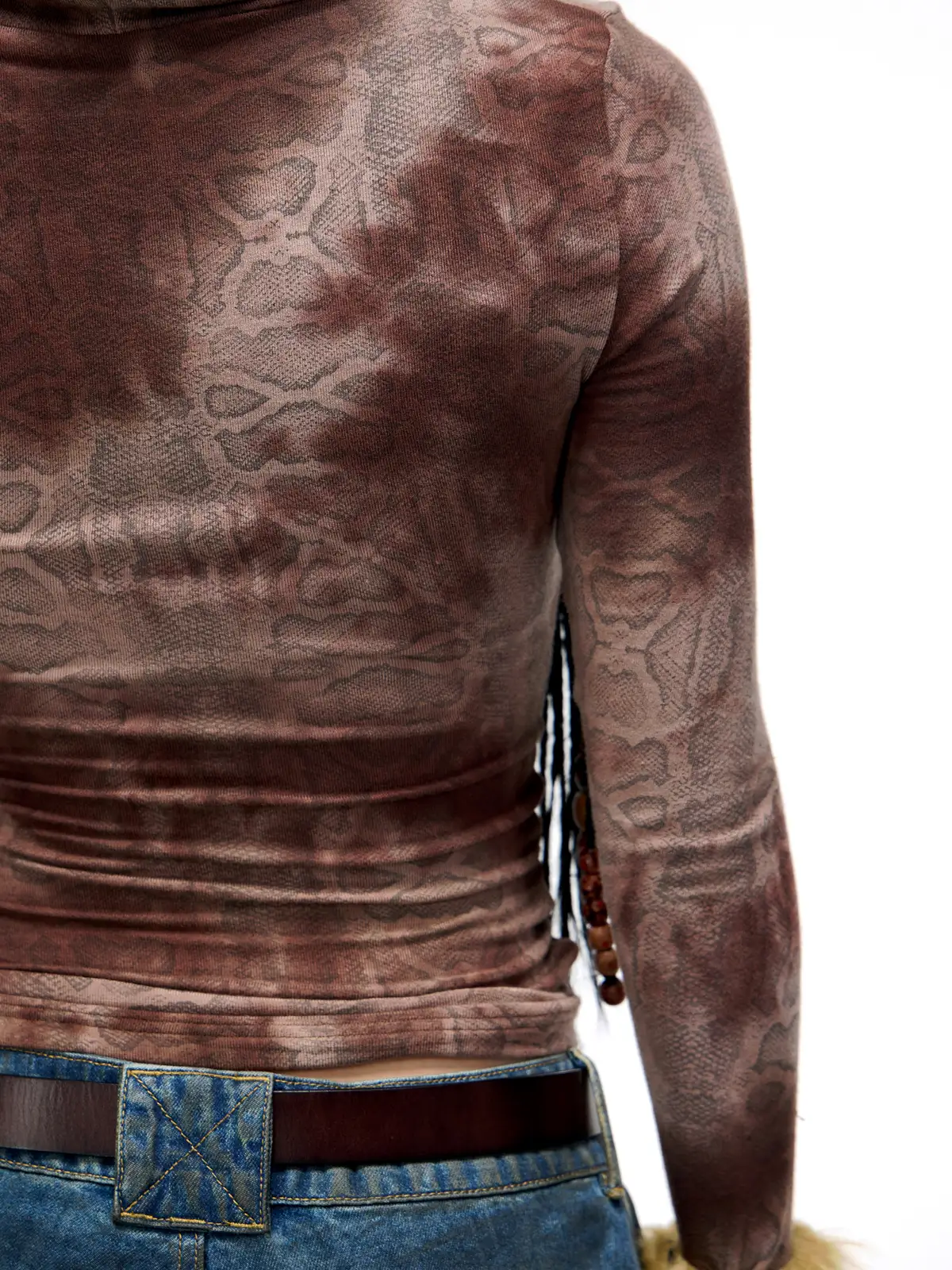 Personsoul Sun Totem Mesh Hooded Bottoming Shirt