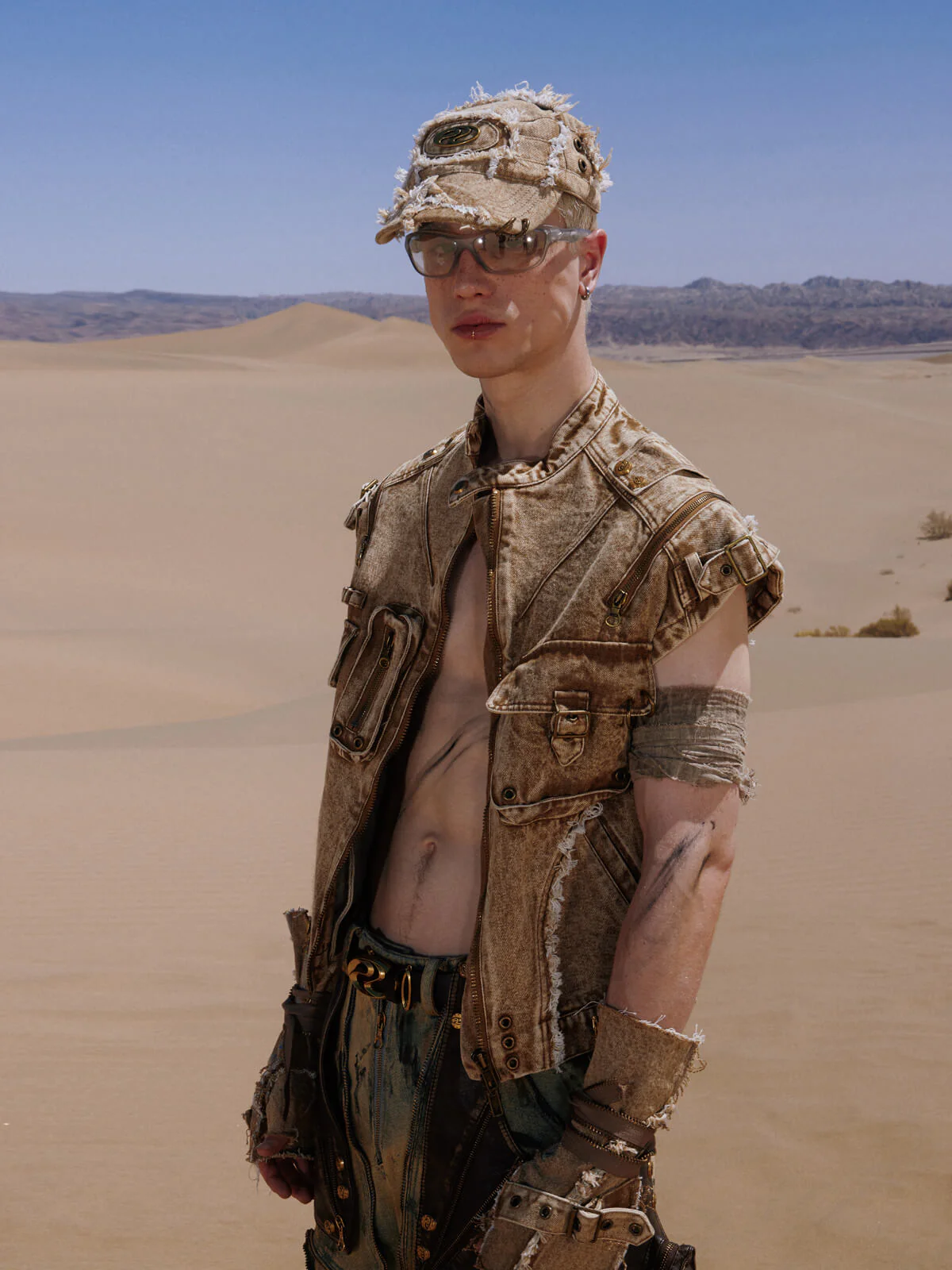 Personsoul Tactical Structure Denim Sleeveless Vest