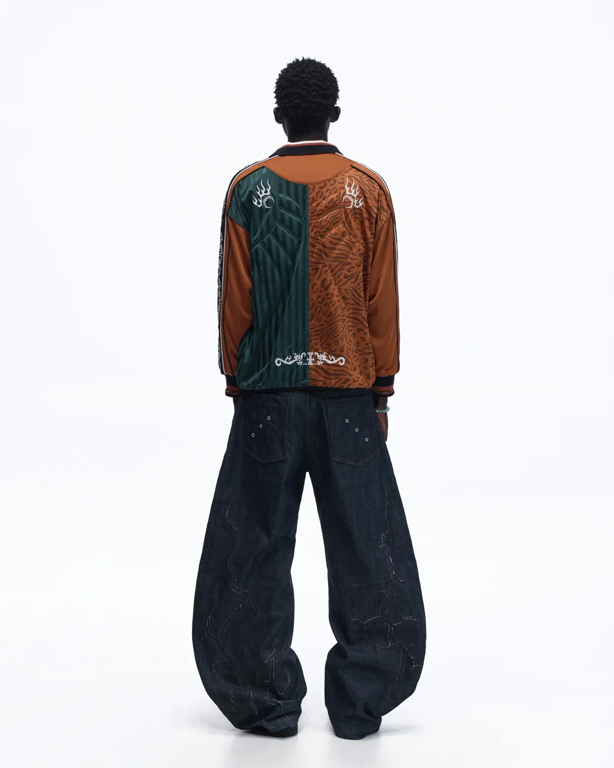 Personsoul Tribal-Animal Print Patchwork Shirt