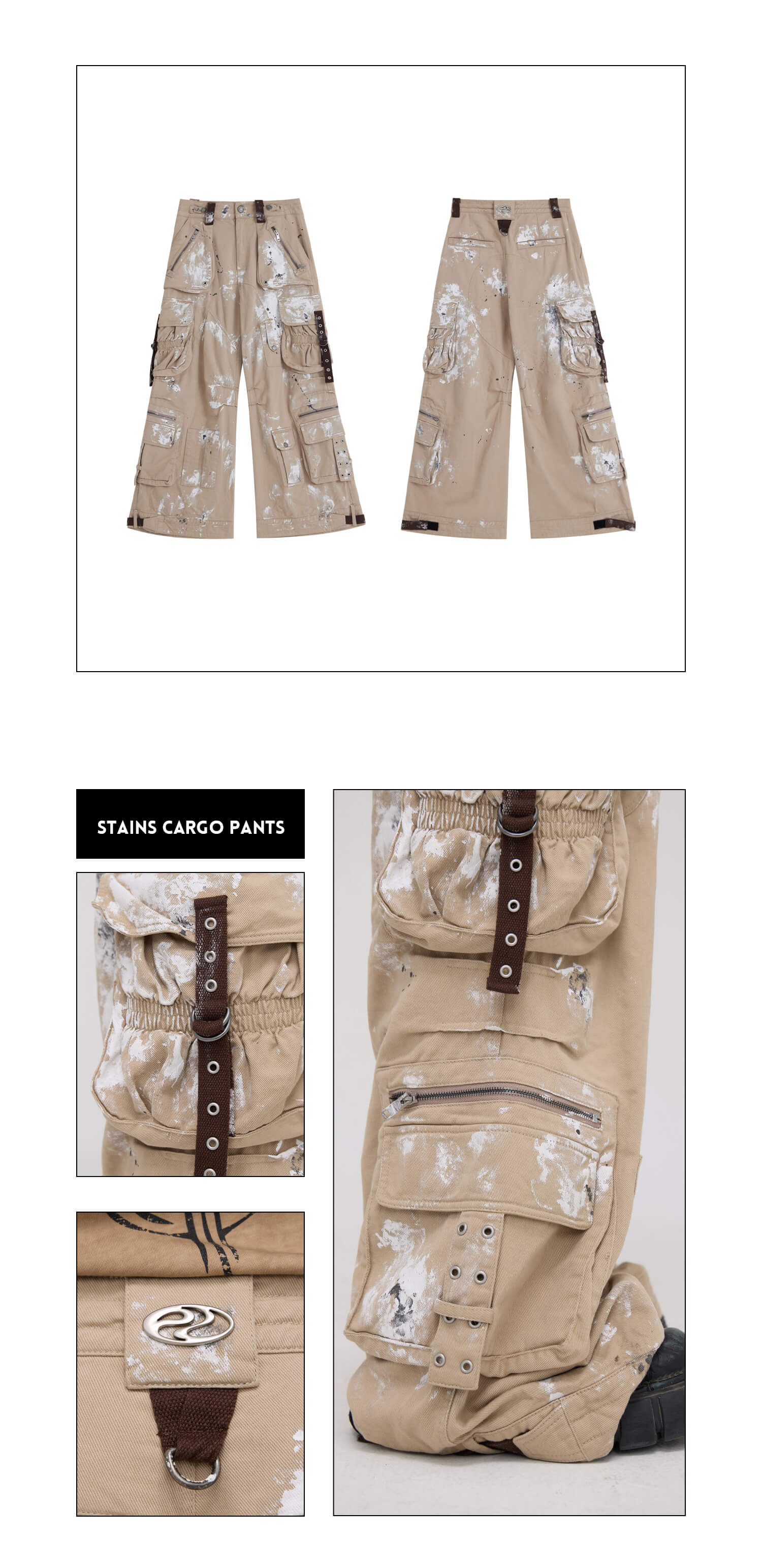 Personsoul Tactical Structure Paint Stains Cargo Pants