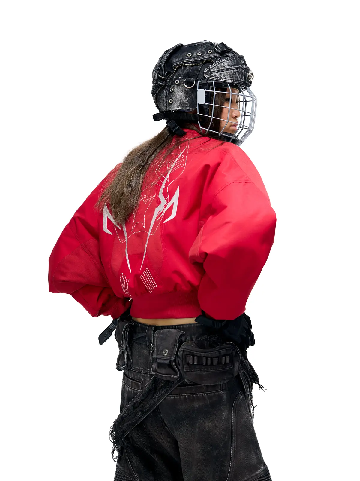 Personsoul Embroidered Cropped Down Jacket