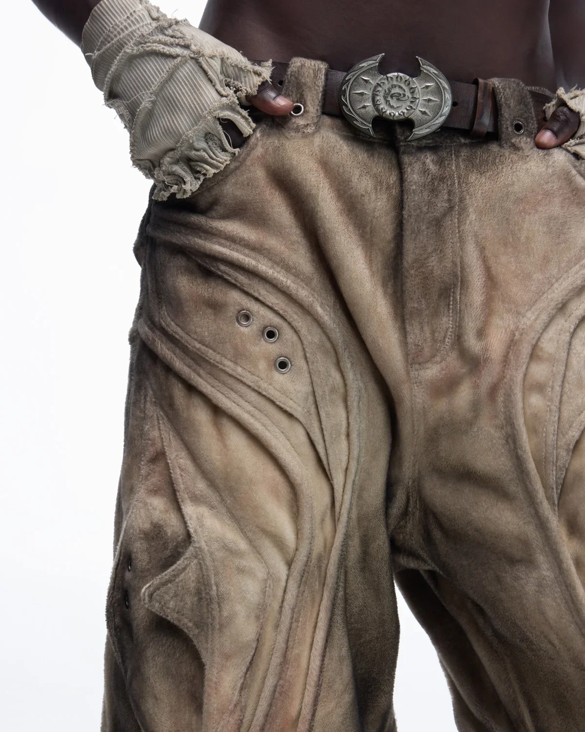 Personsoul Brushed Aged Curved Denim Jeans