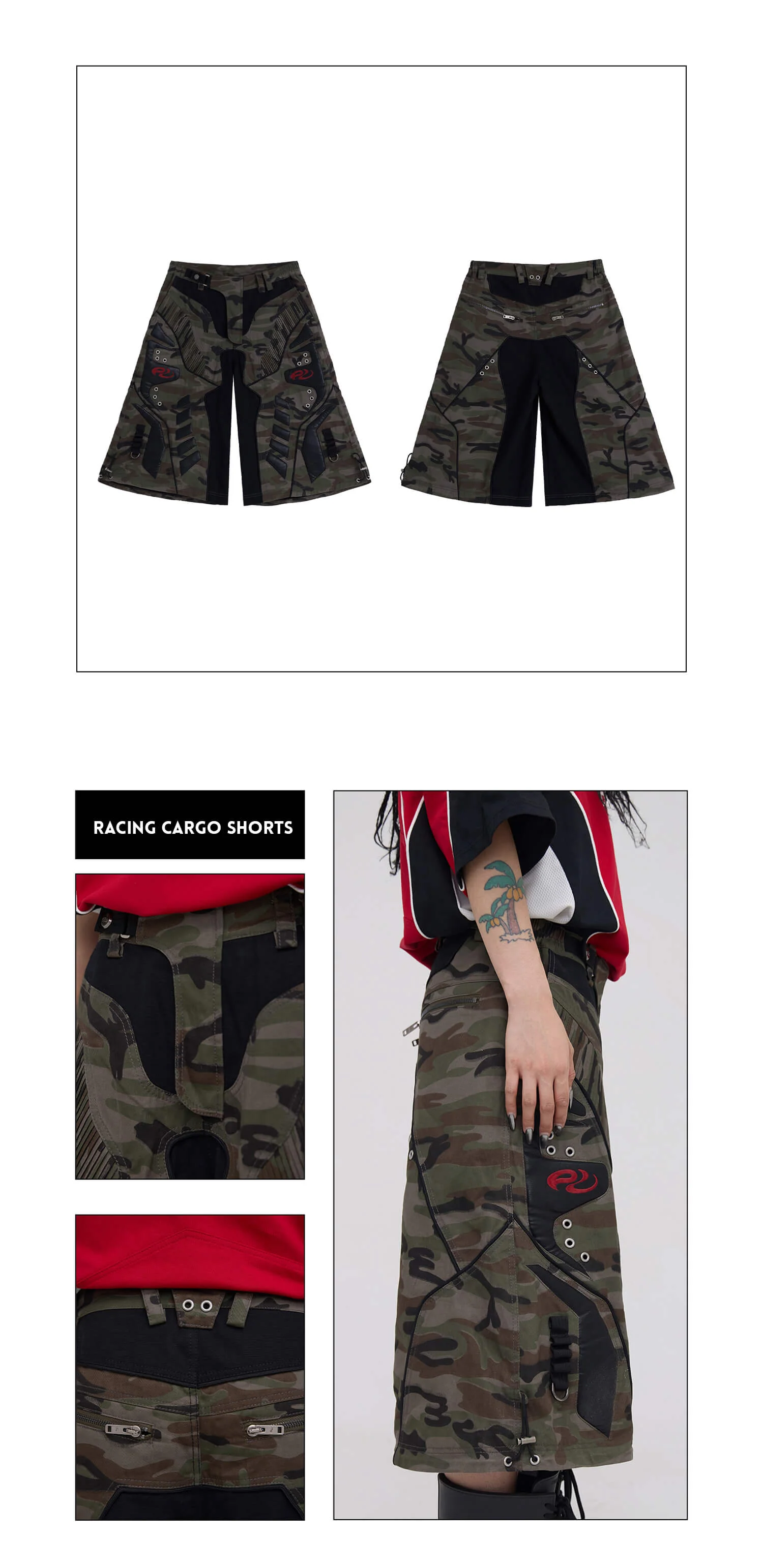 Personsoul Racing Camo Cargo Jorts
