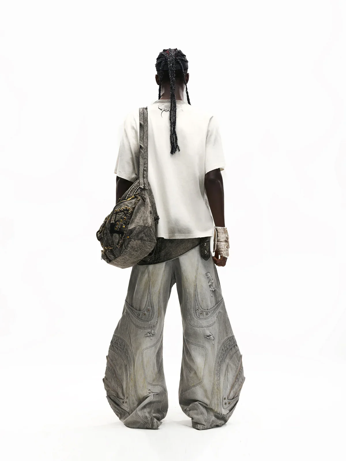 Deconstructed Exaggerated Flared Patchwork Jeans