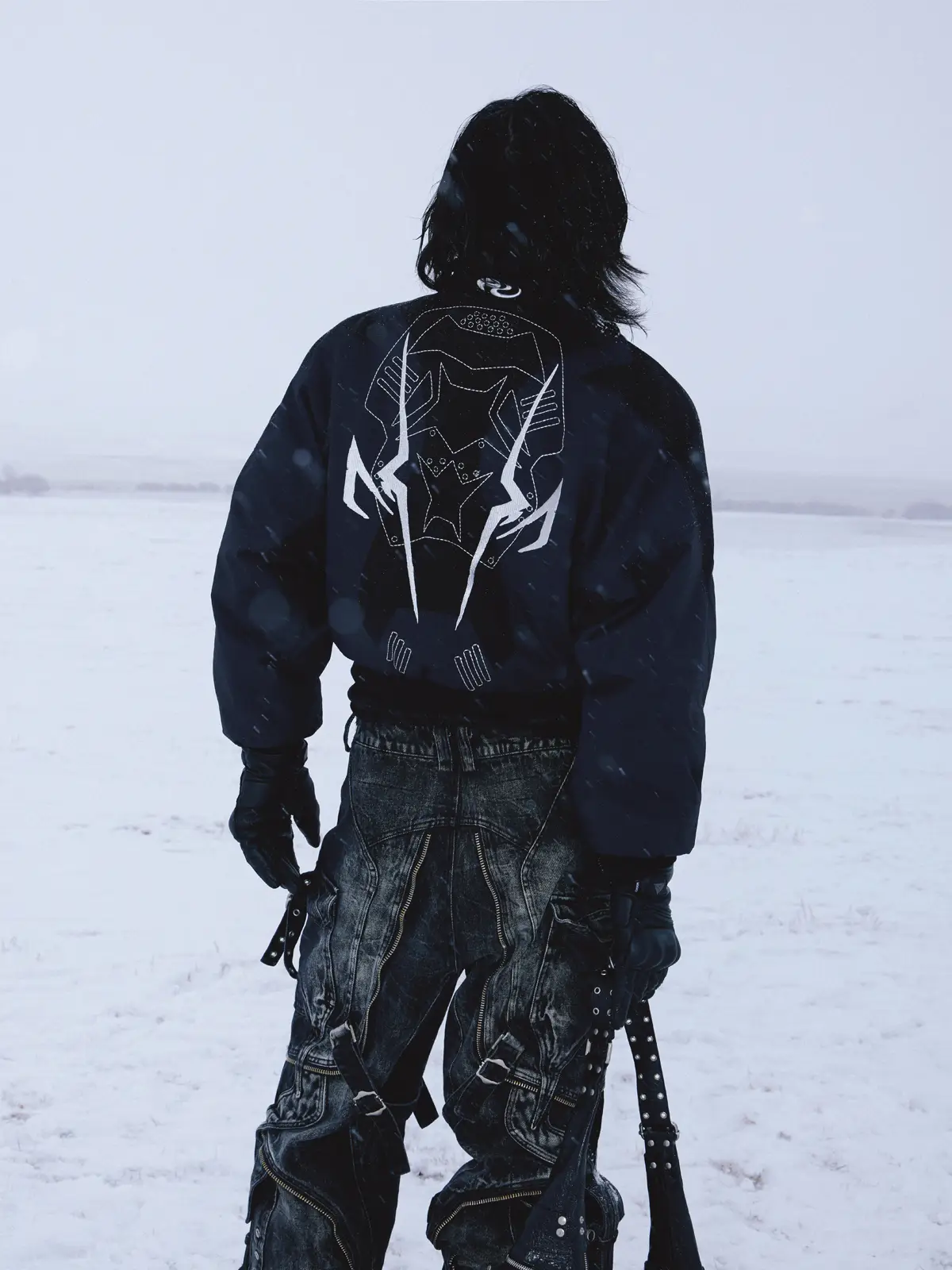 Personsoul Embroidered Cropped Down Jacket