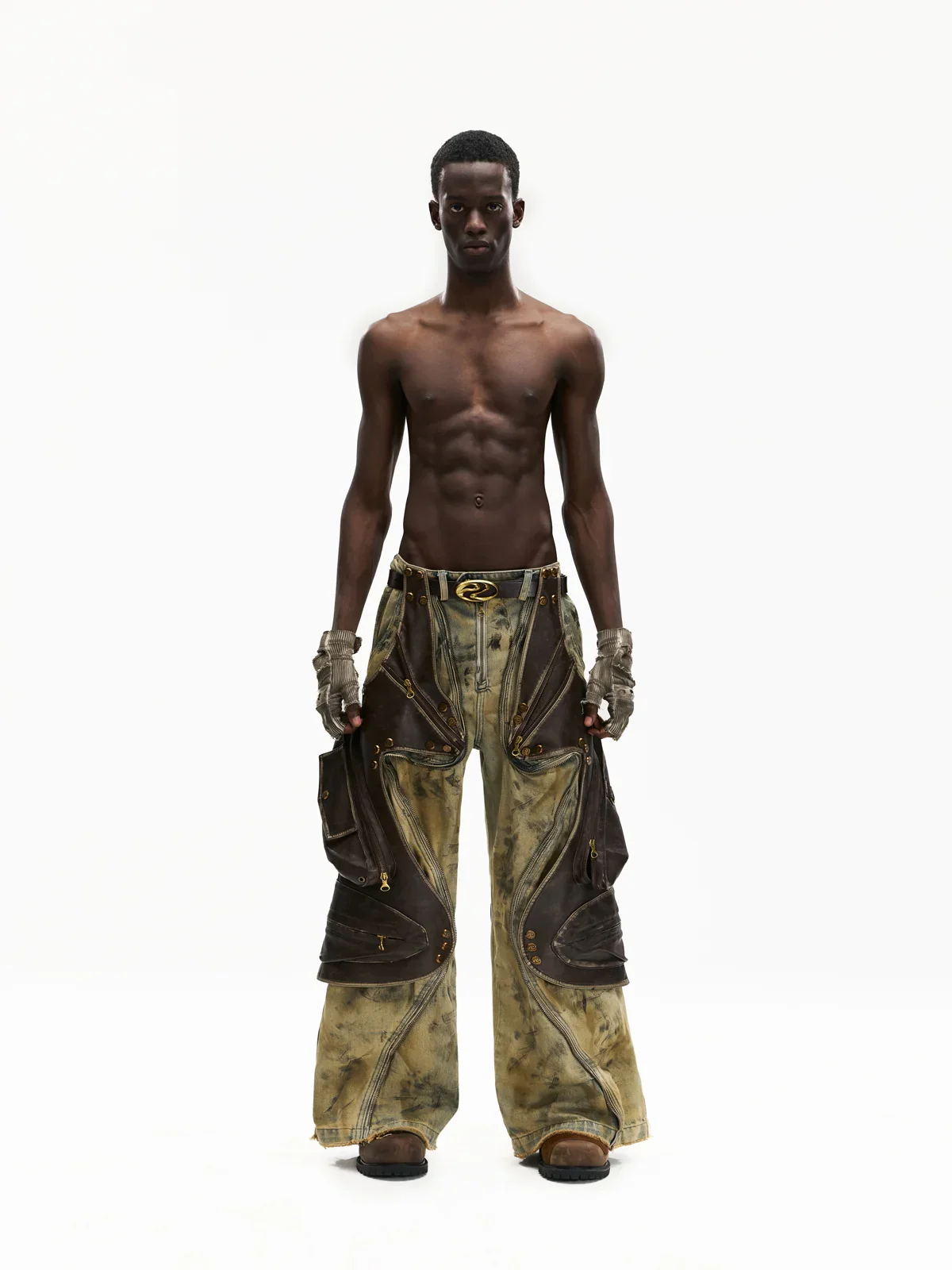 Personsoul Western Dunes Leather Panel Jeans