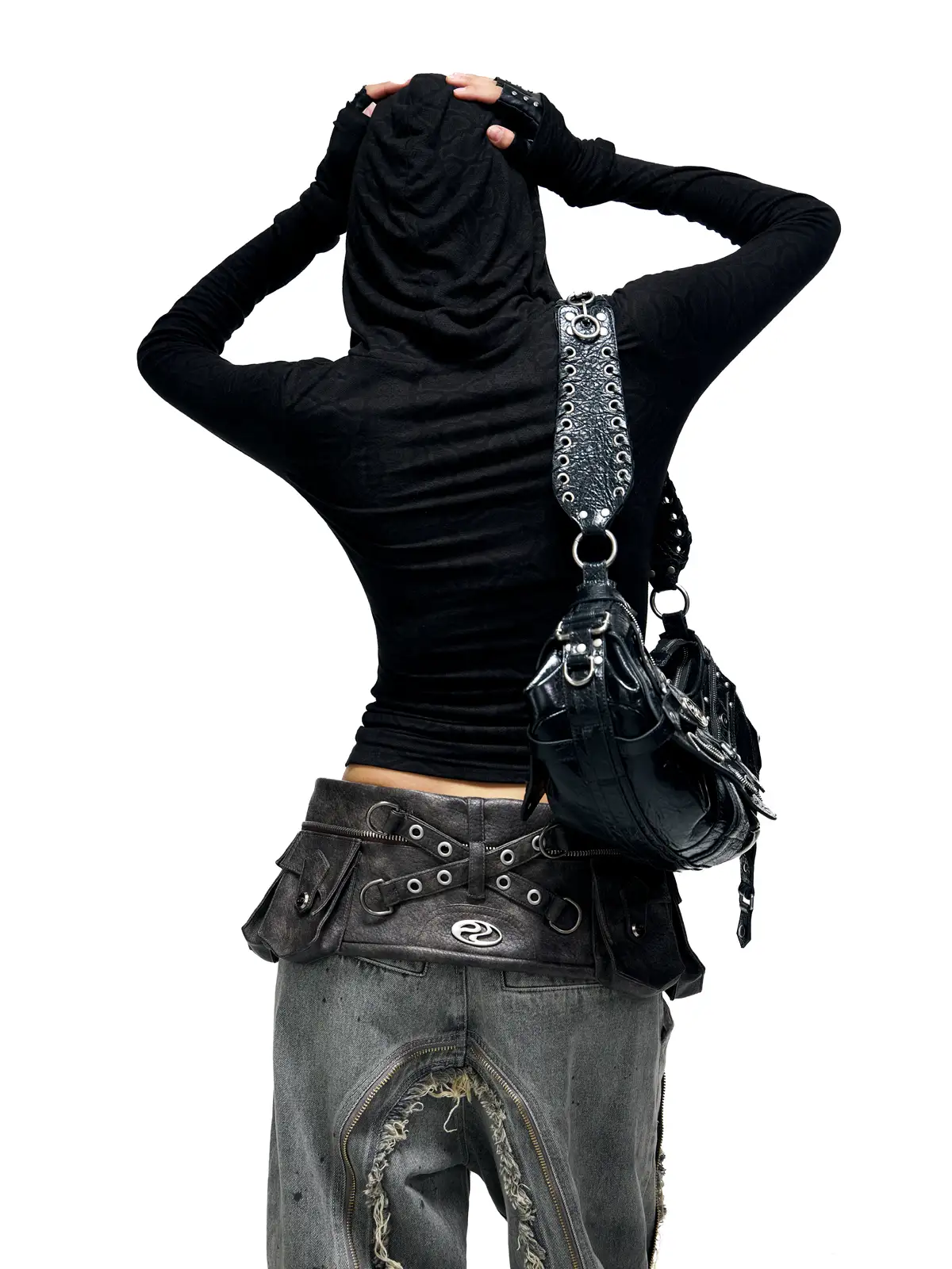 Personsoul Sun Totem Mesh Hooded Bottoming Shirt