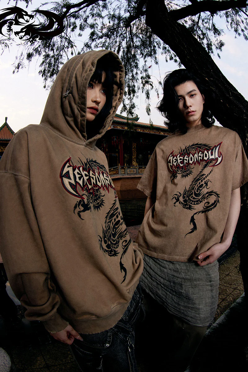 Personsoul Dragon Graphic Print Hoodie