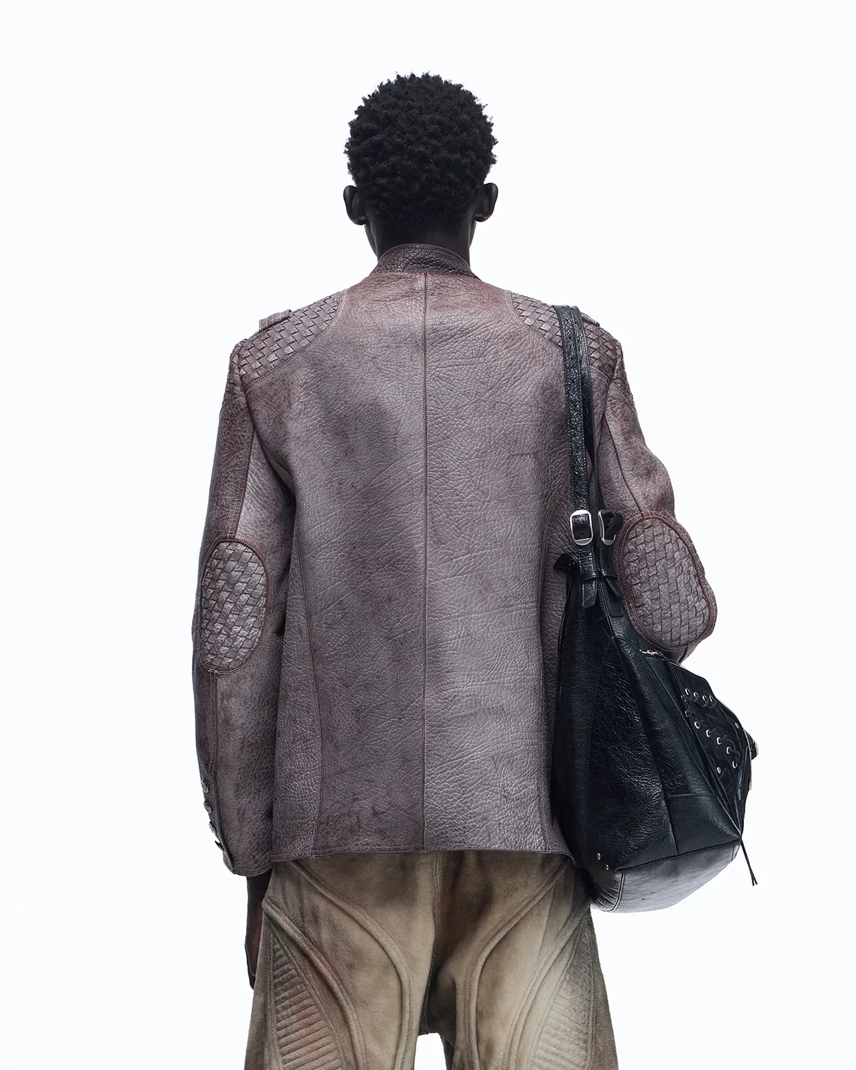 Personsoul Asymmetrical Front Elephant-Embossed Leather Jacket(Limited 100 pieces)