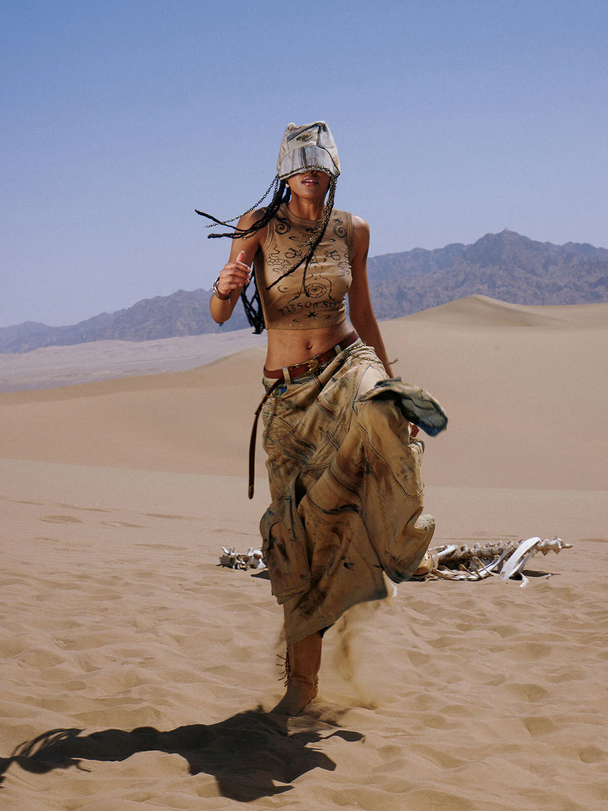 Personsoul Dirty Distressed Apricot Gaucho Pants