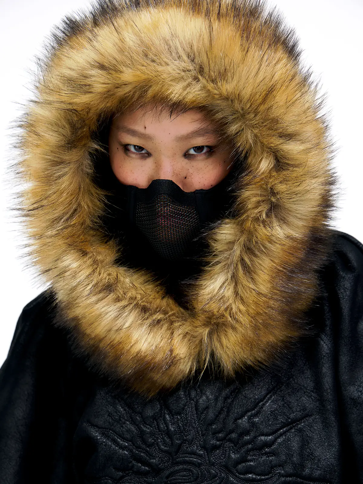 Personsoul Sun Totem Fur Collar Hoodie