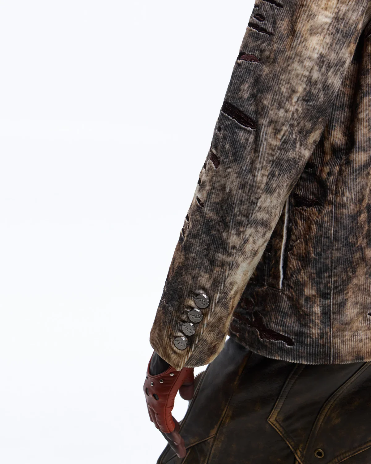 Personsoul Corduroy Tiger Print Blazer