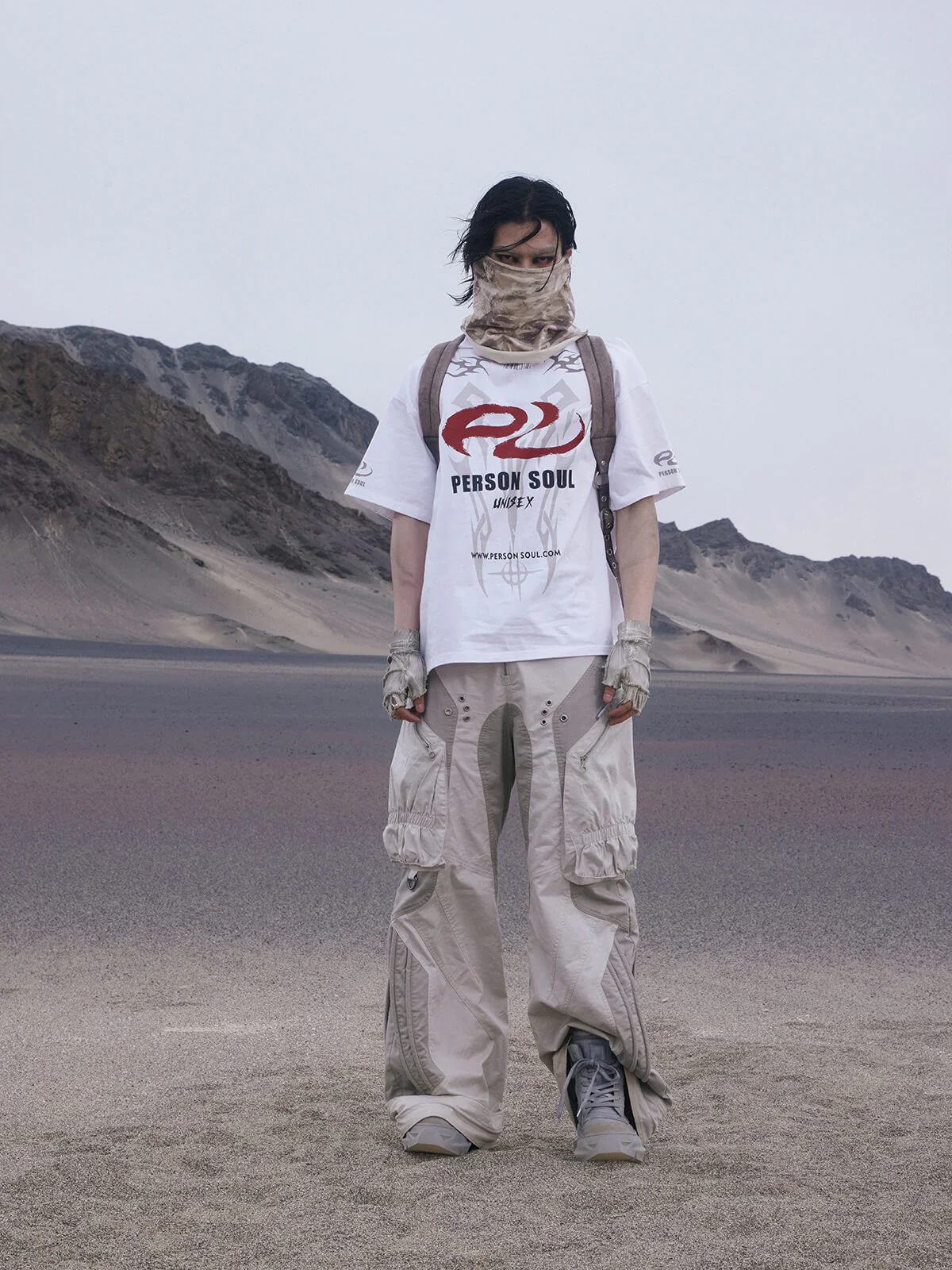 Personsoul Basic Logo Washed Oversized T-Shirt