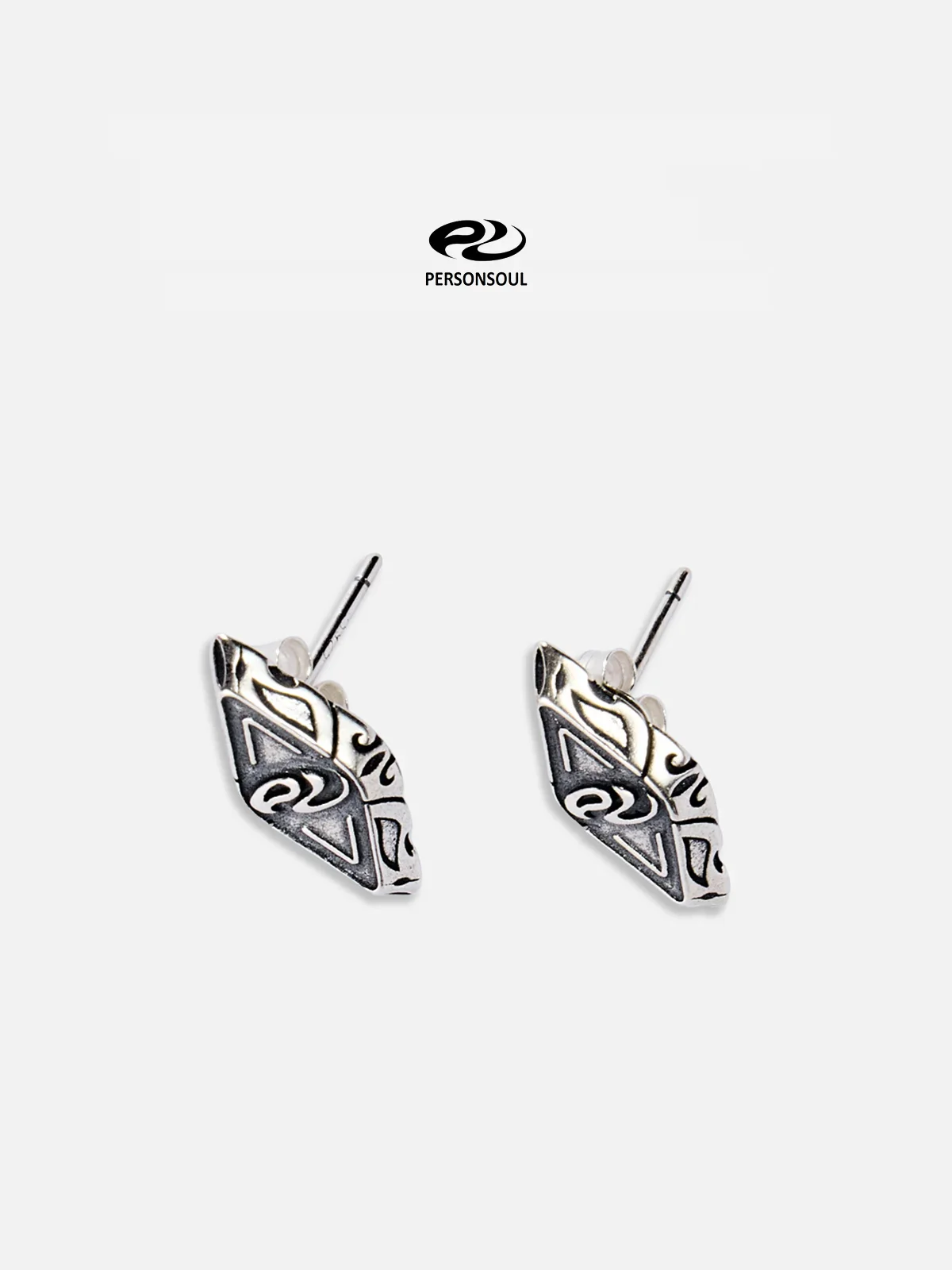 Personsoul Geometric Silver Stud Earrings