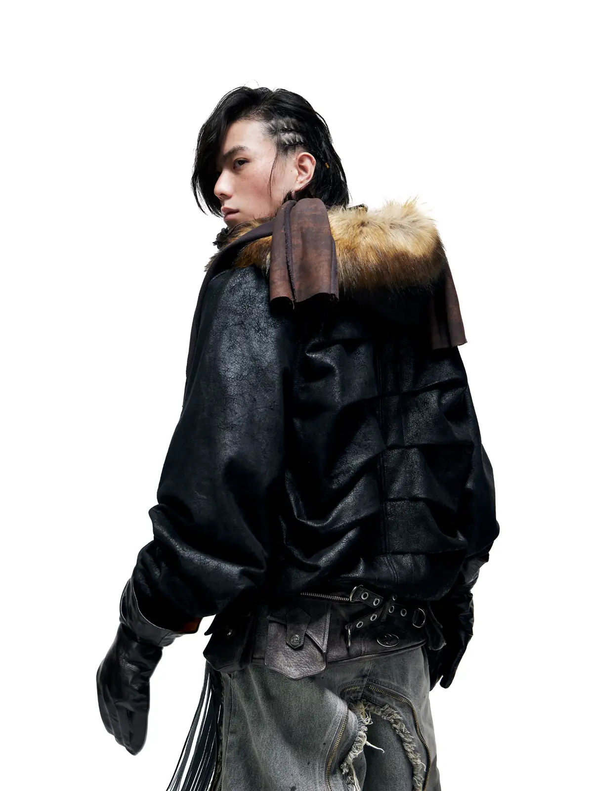 Personsoul Sun Totem Fur Collar Hoodie