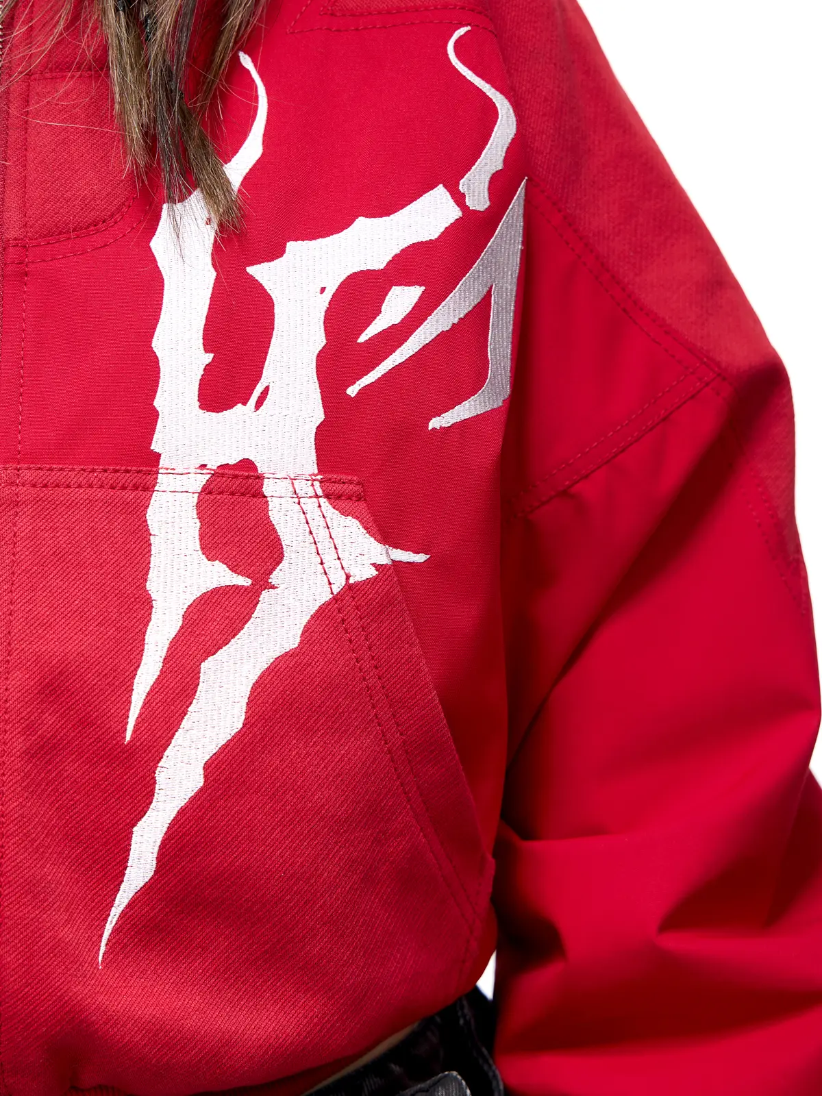 Personsoul Embroidered Cropped Down Jacket