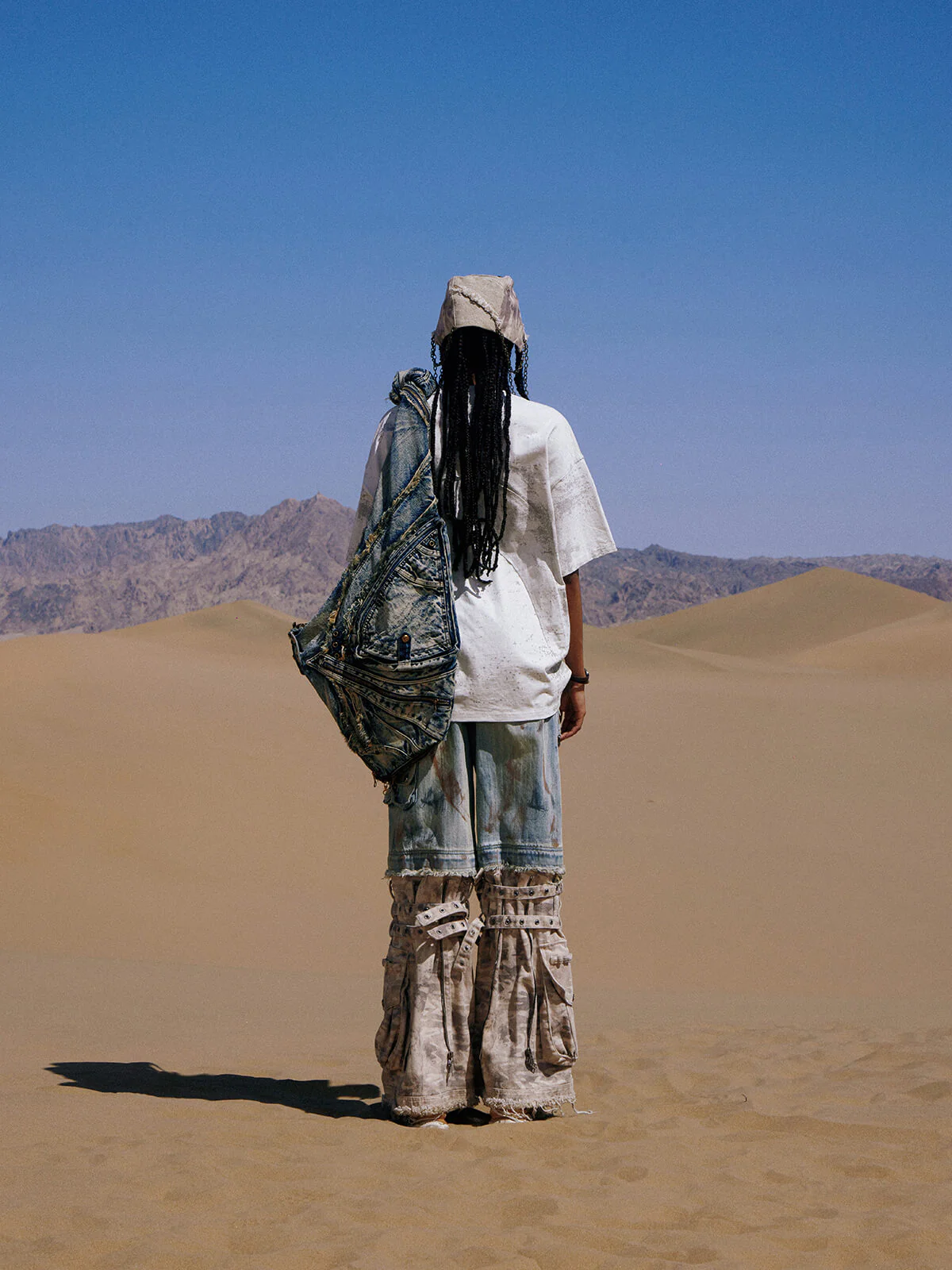 Personsoul Detachable Paneled Camo Baggy Jeans