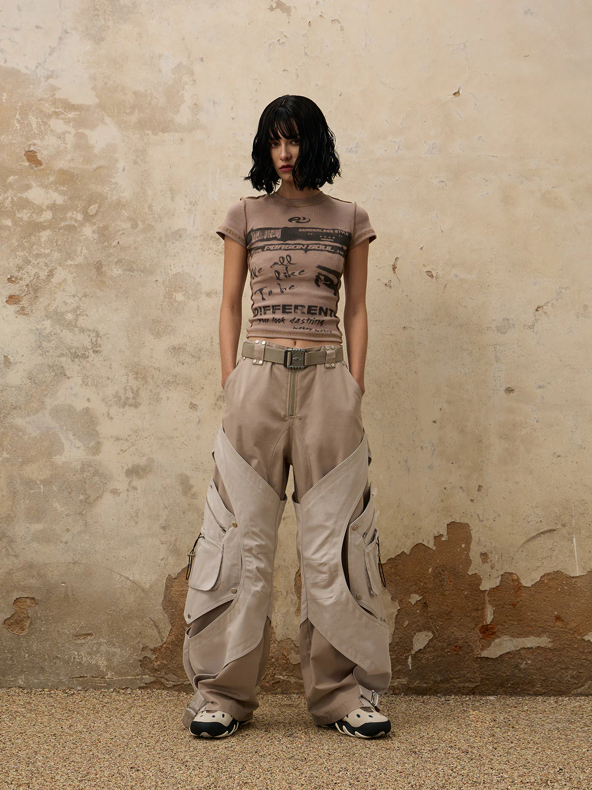 Personsoul Irregular Structured Pants