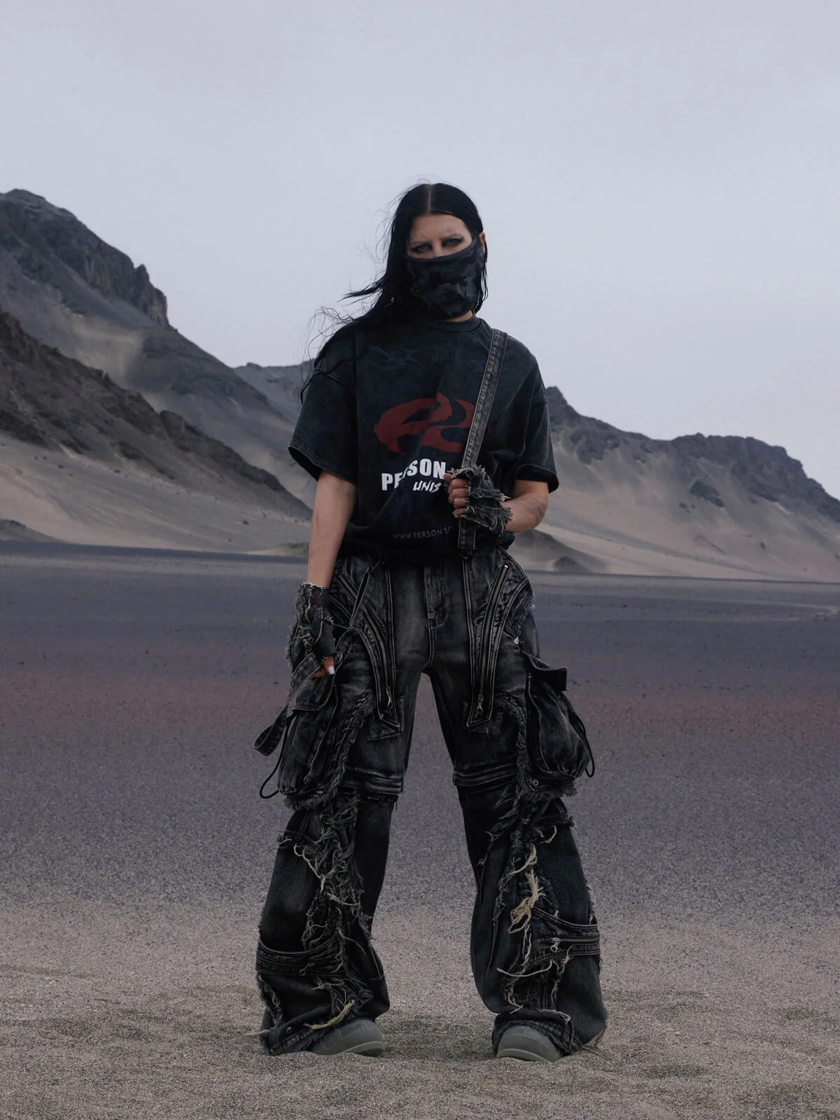 Personsoul Basic Logo Washed Oversized T-Shirt