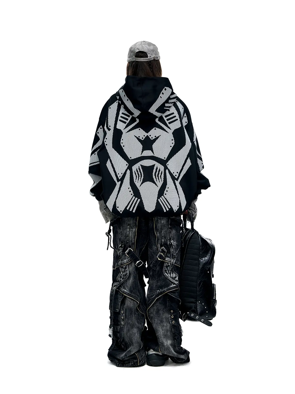 A-Line Baggy Jeans with Hardware Details