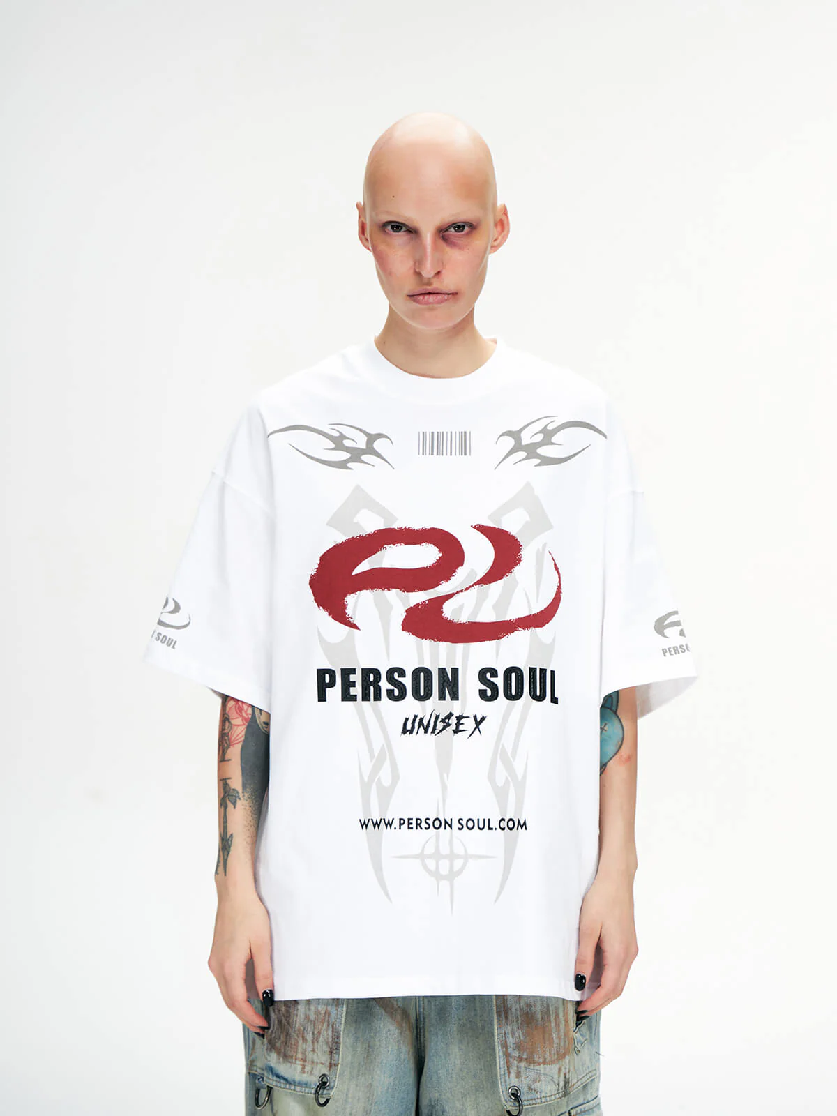 Personsoul Basic Logo Washed Oversized T-Shirt