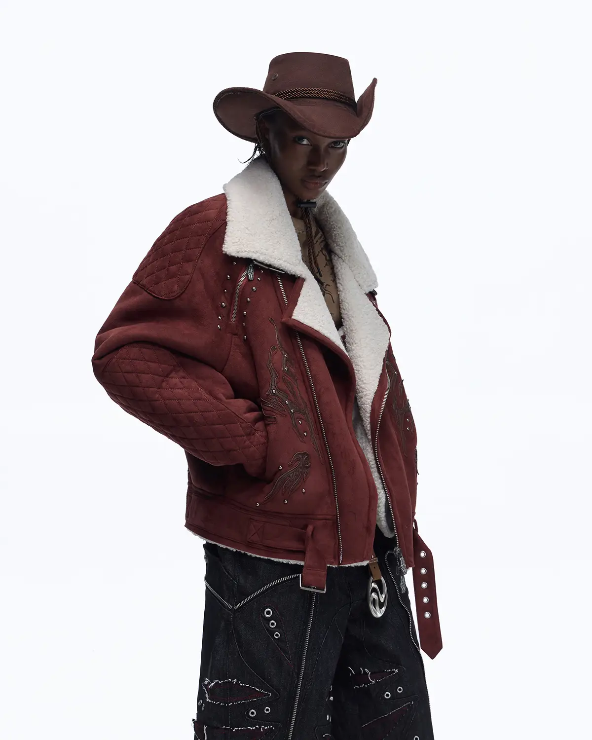 Personsoul Lightning Totem Stand Collar Jacket