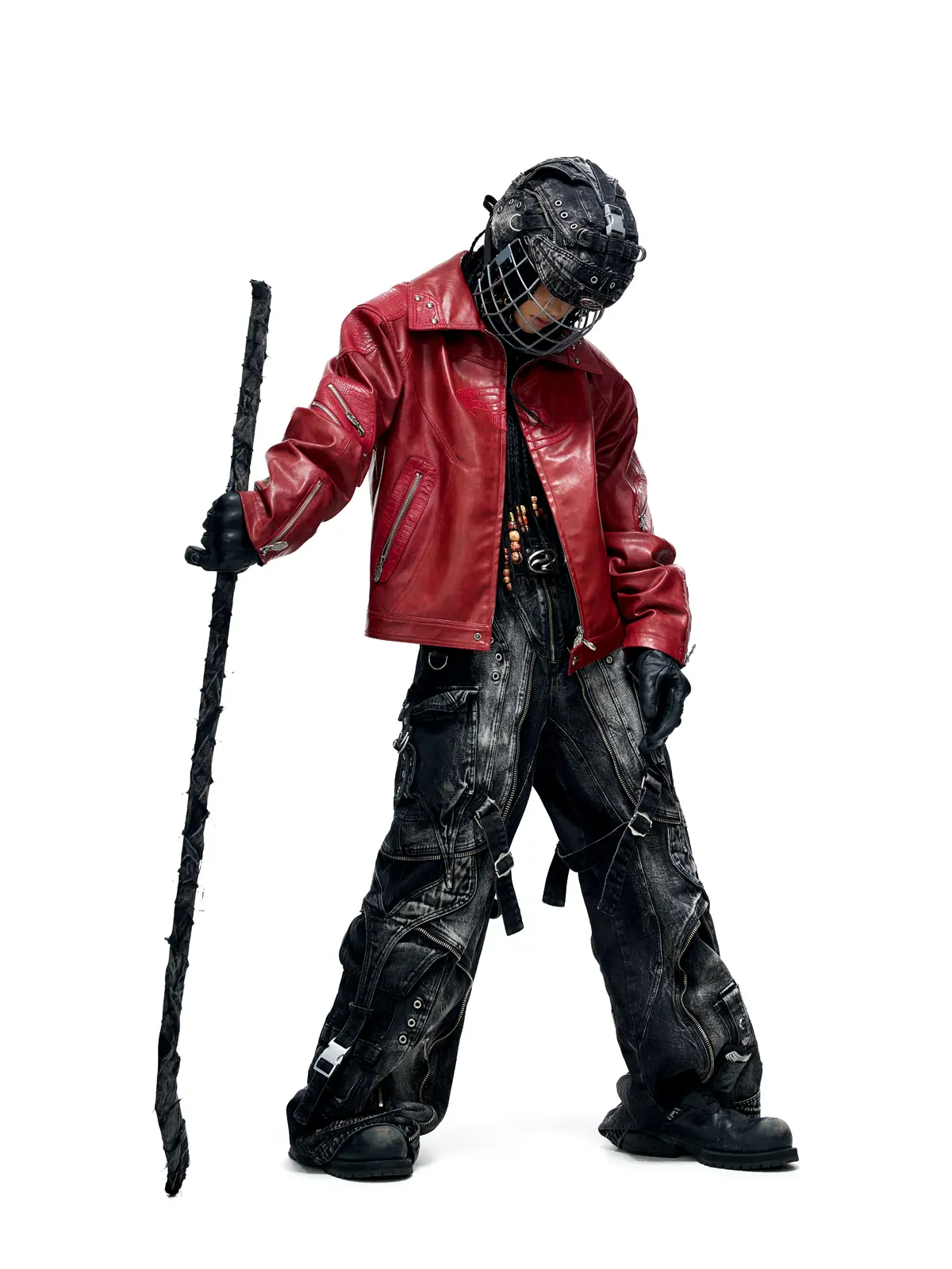 A-Line Baggy Jeans with Hardware Details