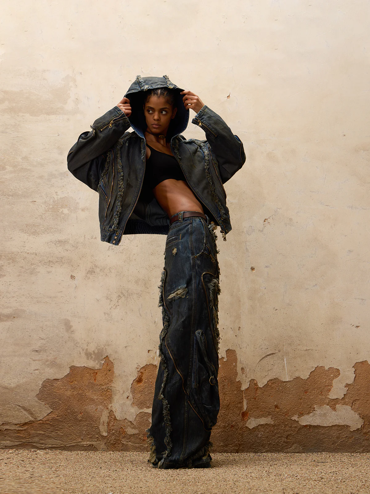 Personsoul Aliens Dirty Ripped Denim Jeans