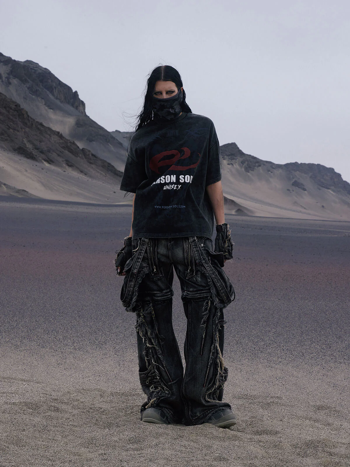 Personsoul Black Detachable Denim Overalls