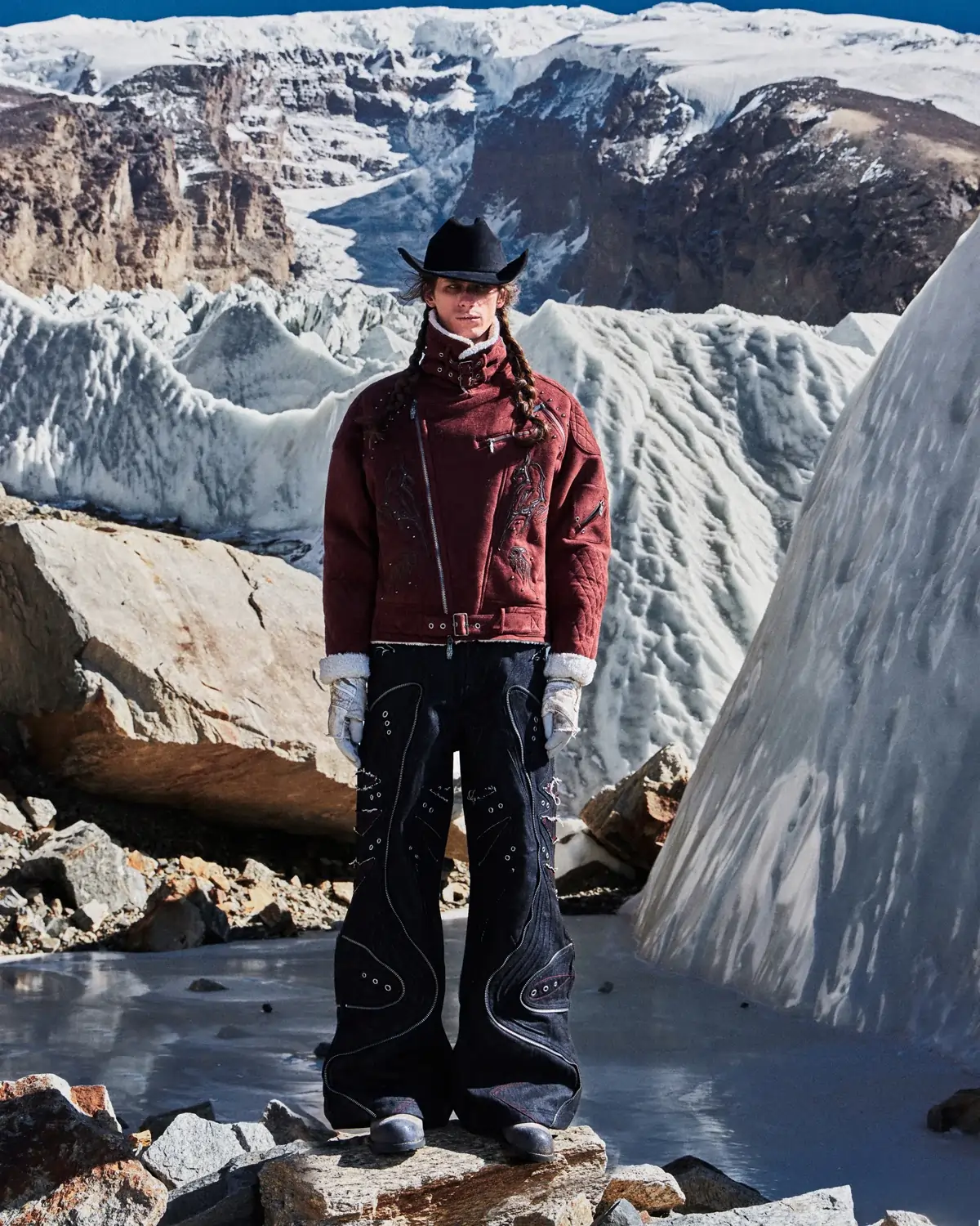 Personsoul Lightning Totem Stand Collar Jacket