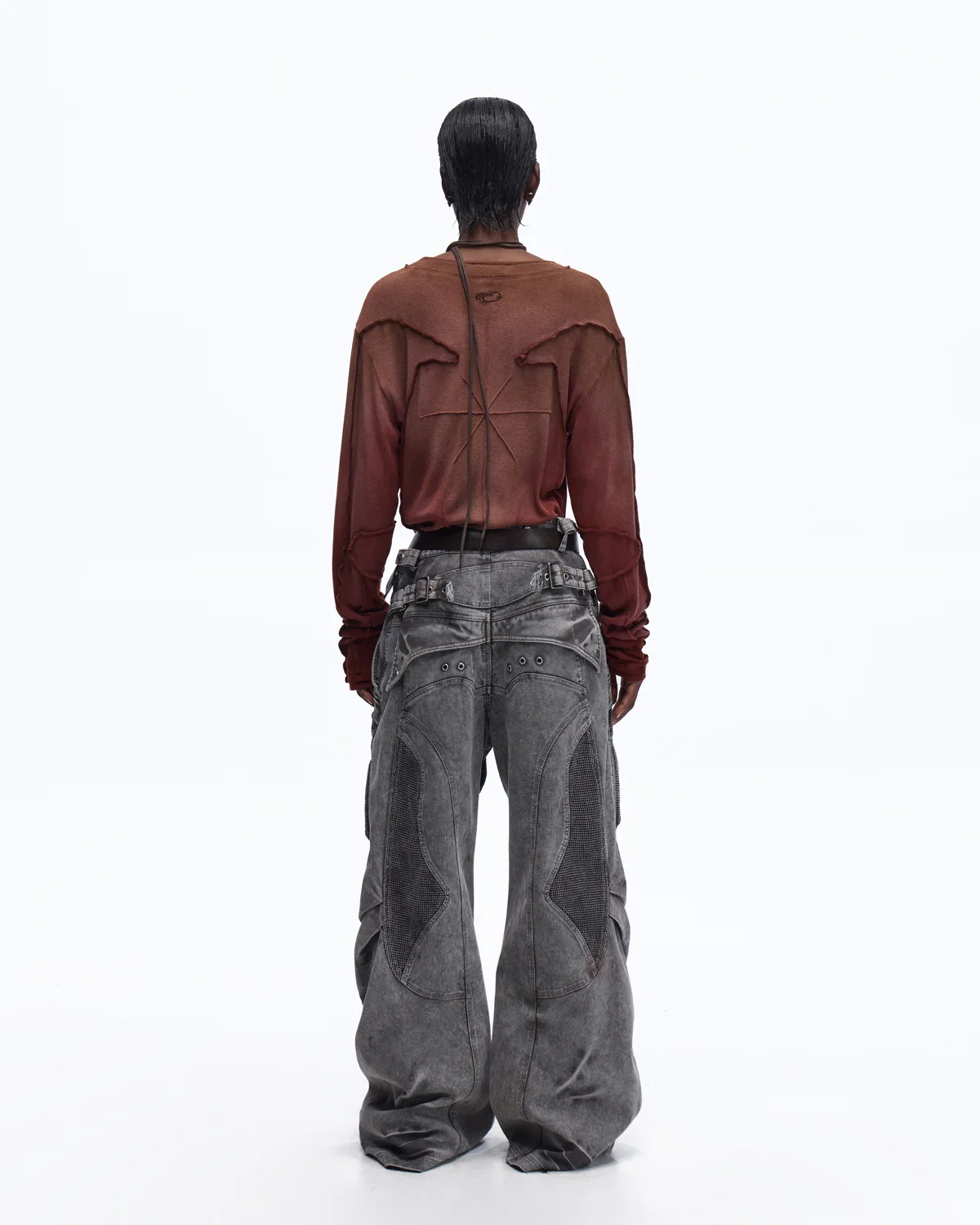 Personsoul Contrast Stitch Long Sleeve Top In Red