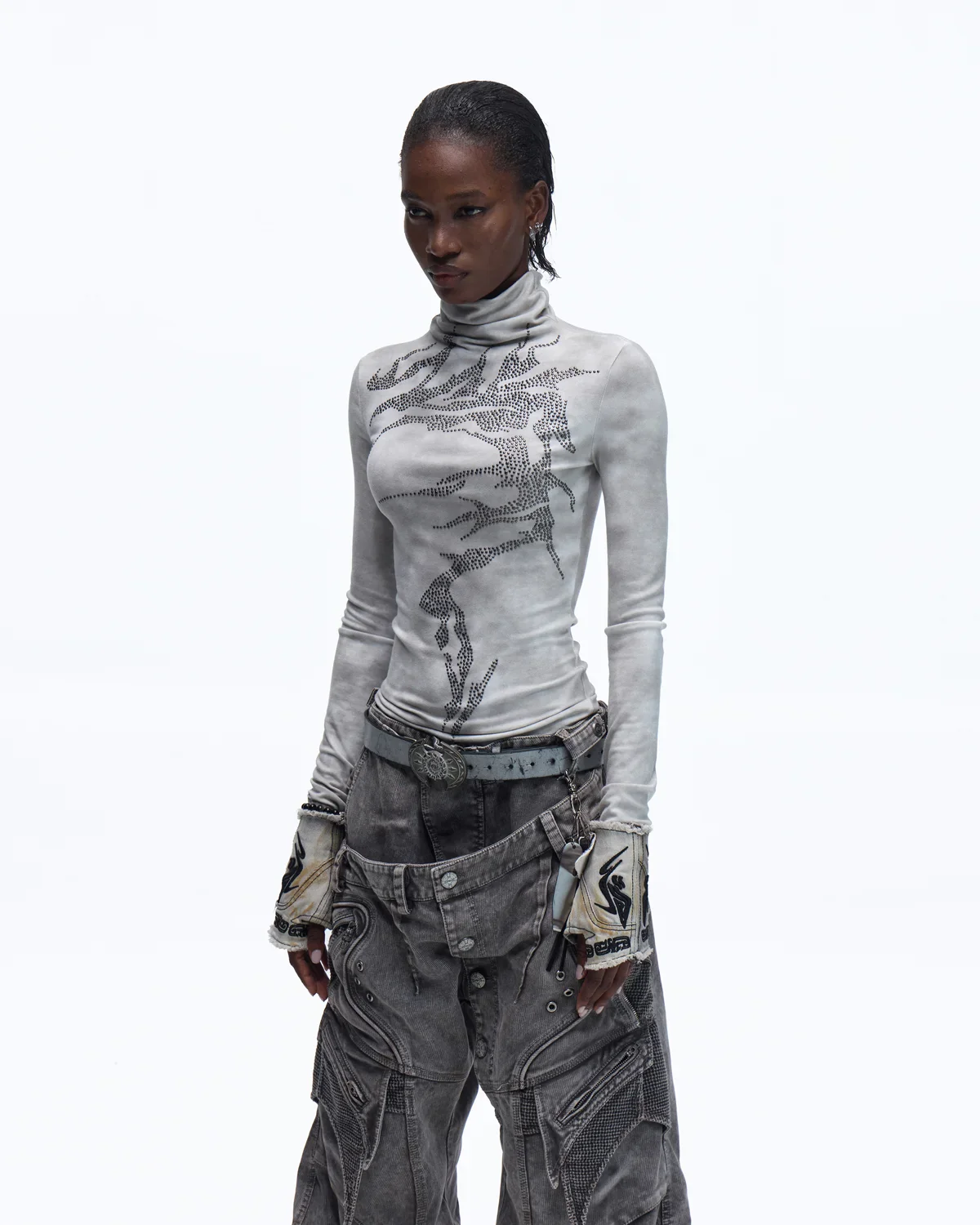 Personsoul Metallic Crystal-Lightning Long Sleeve Tee