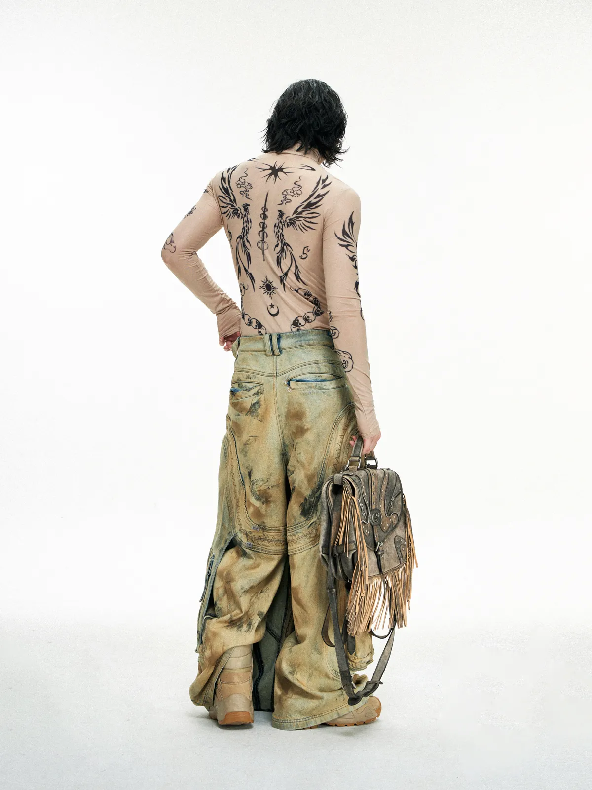 Personsoul Heavy-Duty Fringe Leather Messenger