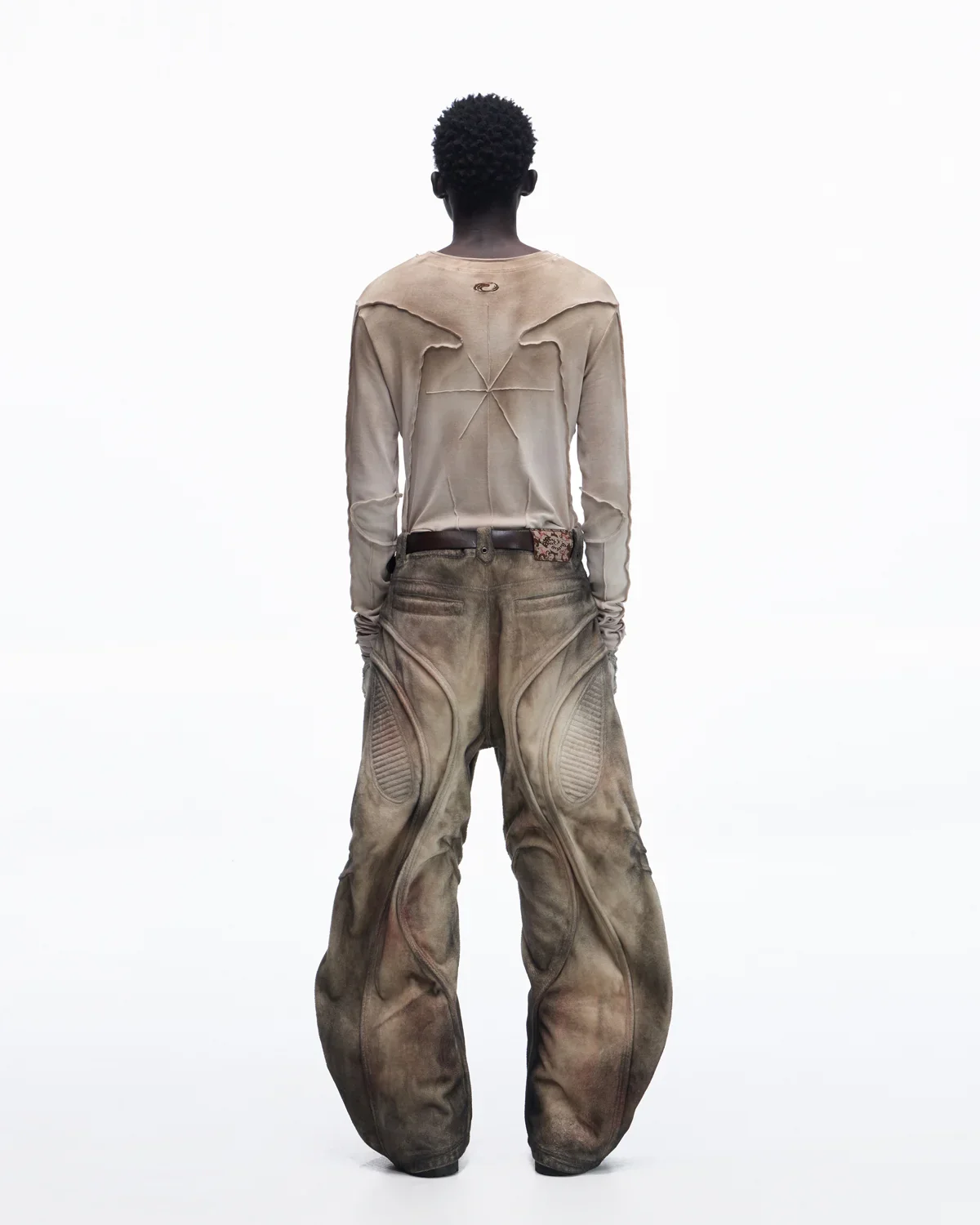 Personsoul Contrast Stitch Long Sleeve Top