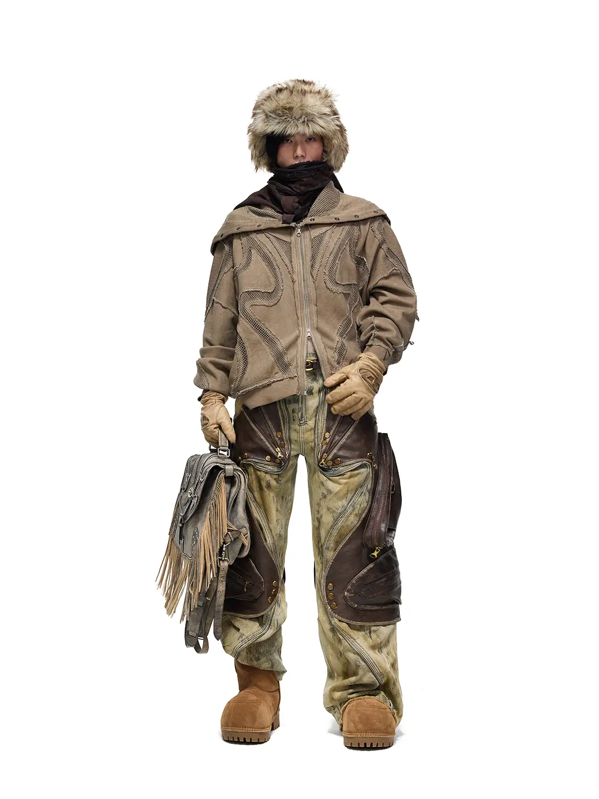 Personsoul Sand Dirty Dye Zip-Up Hoodie