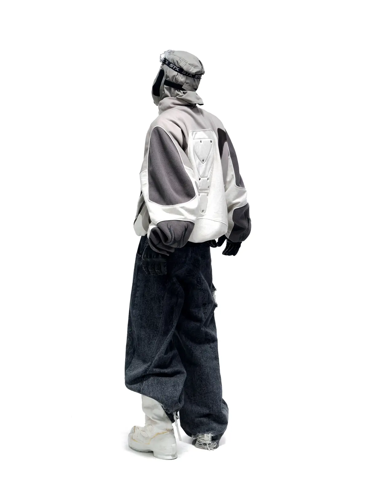 Personsoul Textured Black Print Ripped Jeans